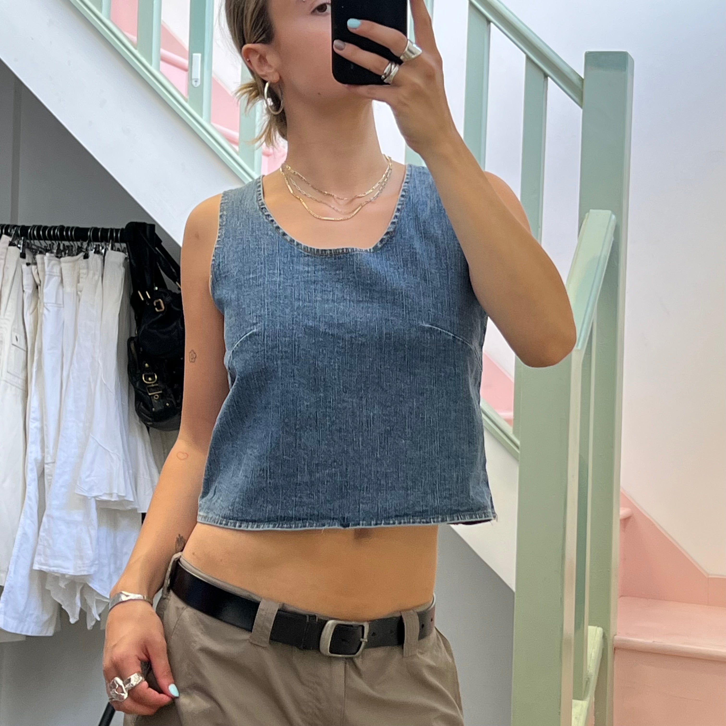 Denim vest top