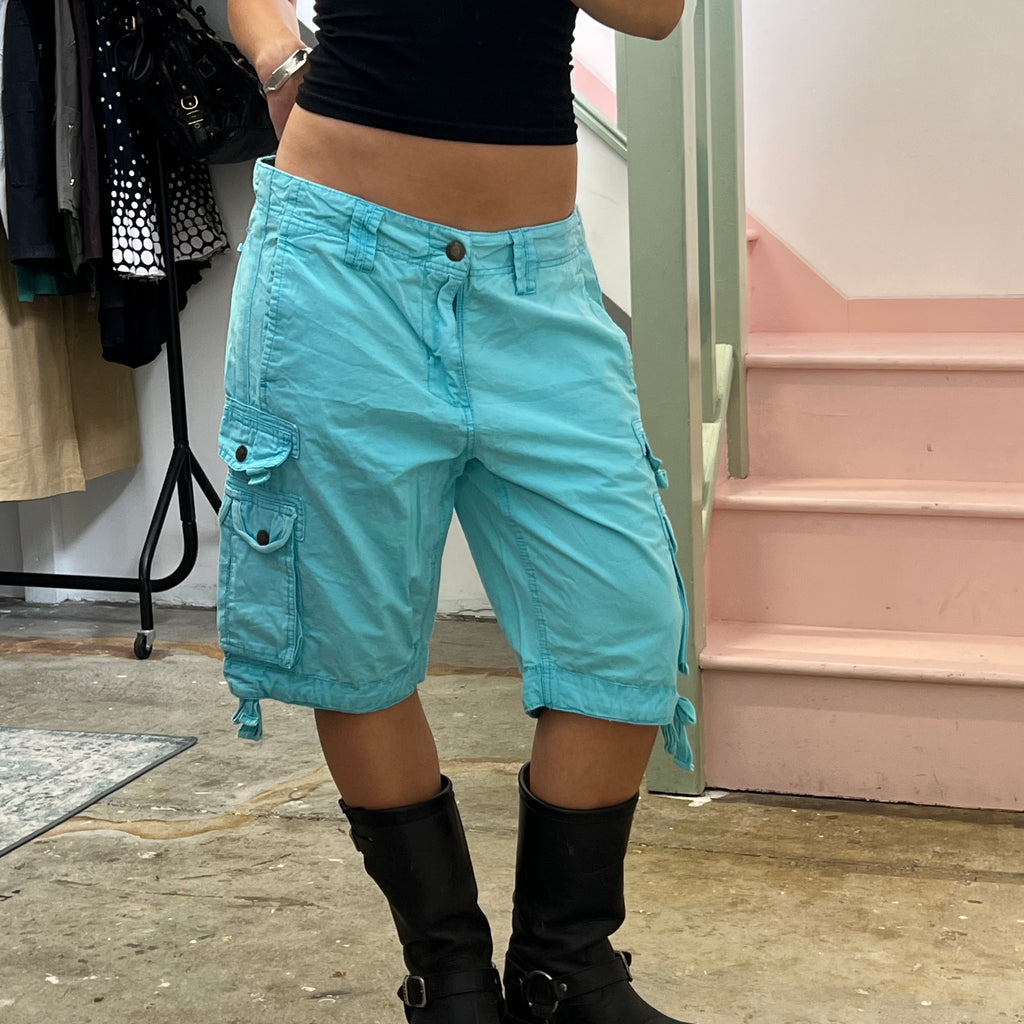 Blue baggy cargo shorts