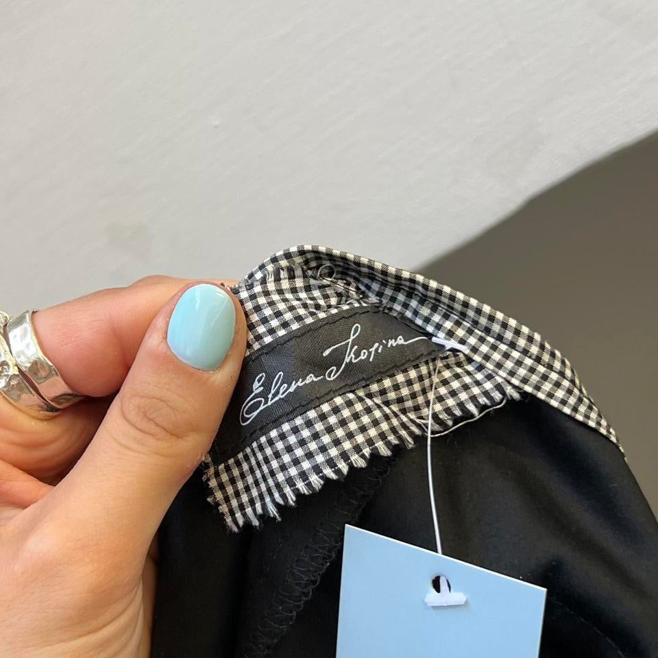 Black maxi skirt with gingham trim