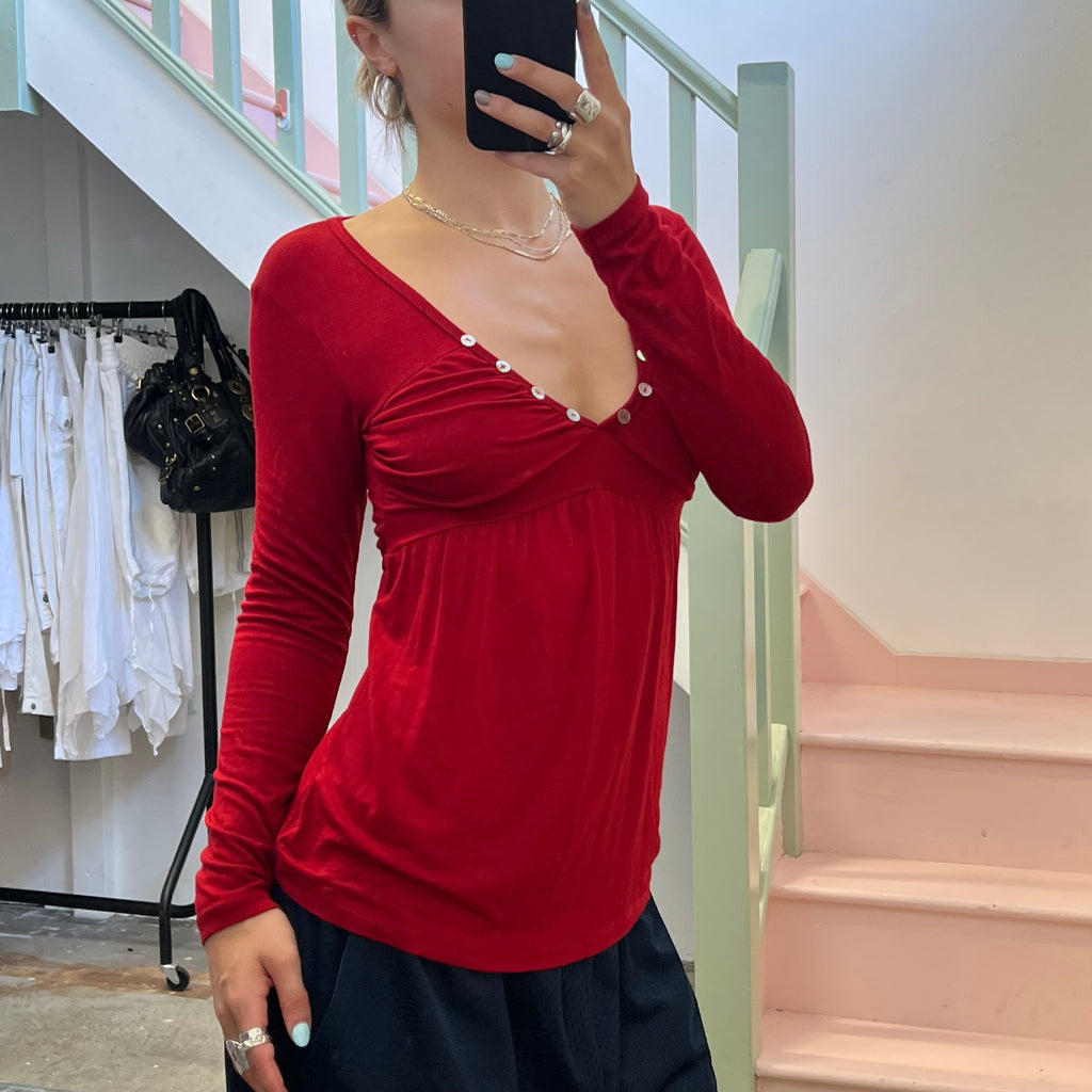 Burgundy v neck blouse