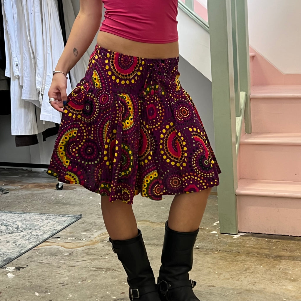Purple printed midi skirt