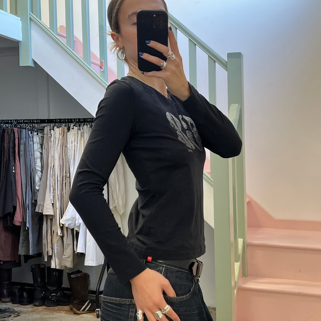 Esprit black and silver printed top