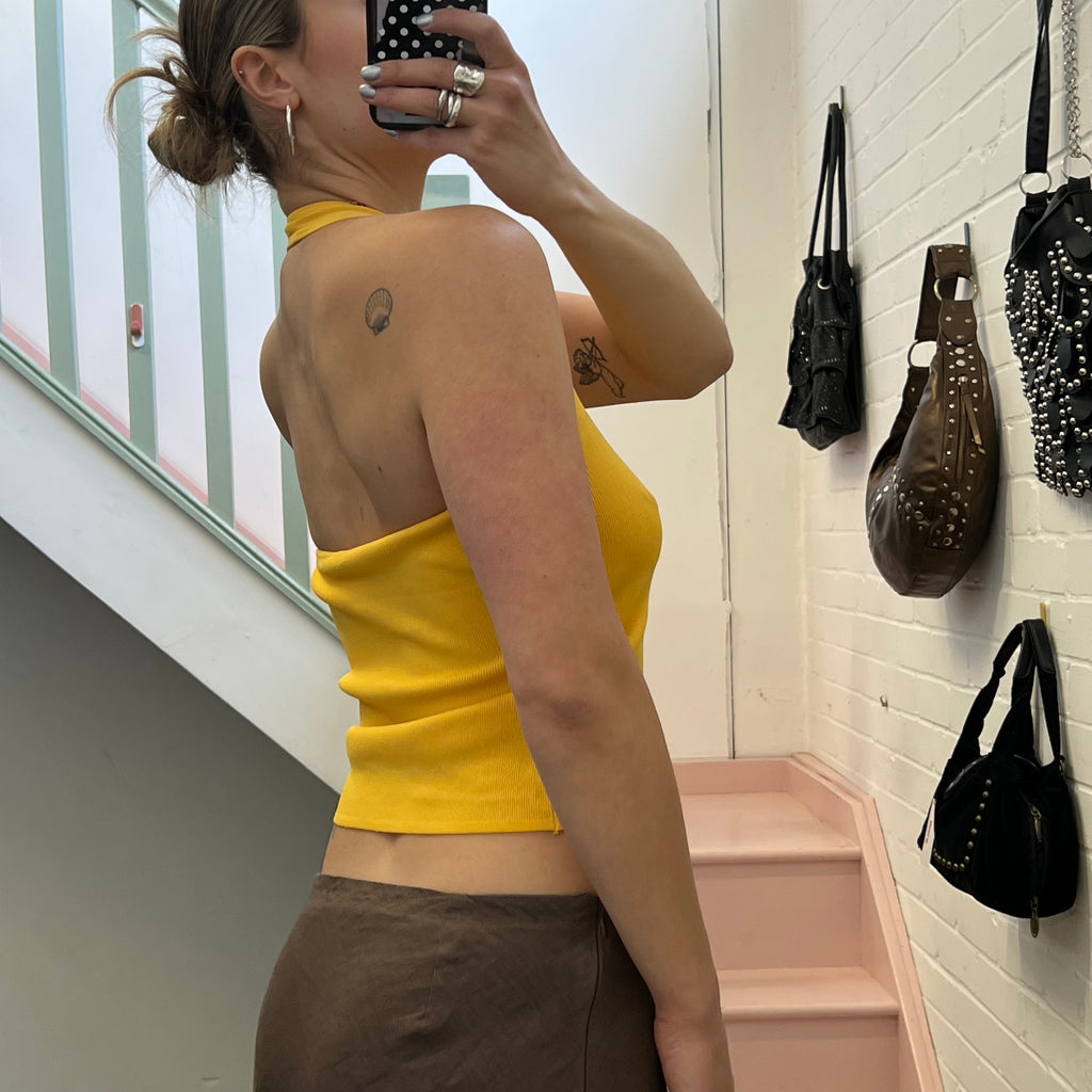 Yellow halter neck vest