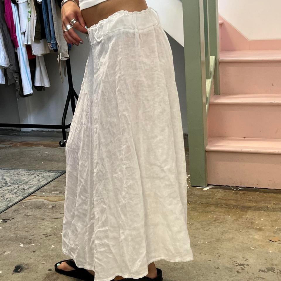 White linen floaty maxi skirt