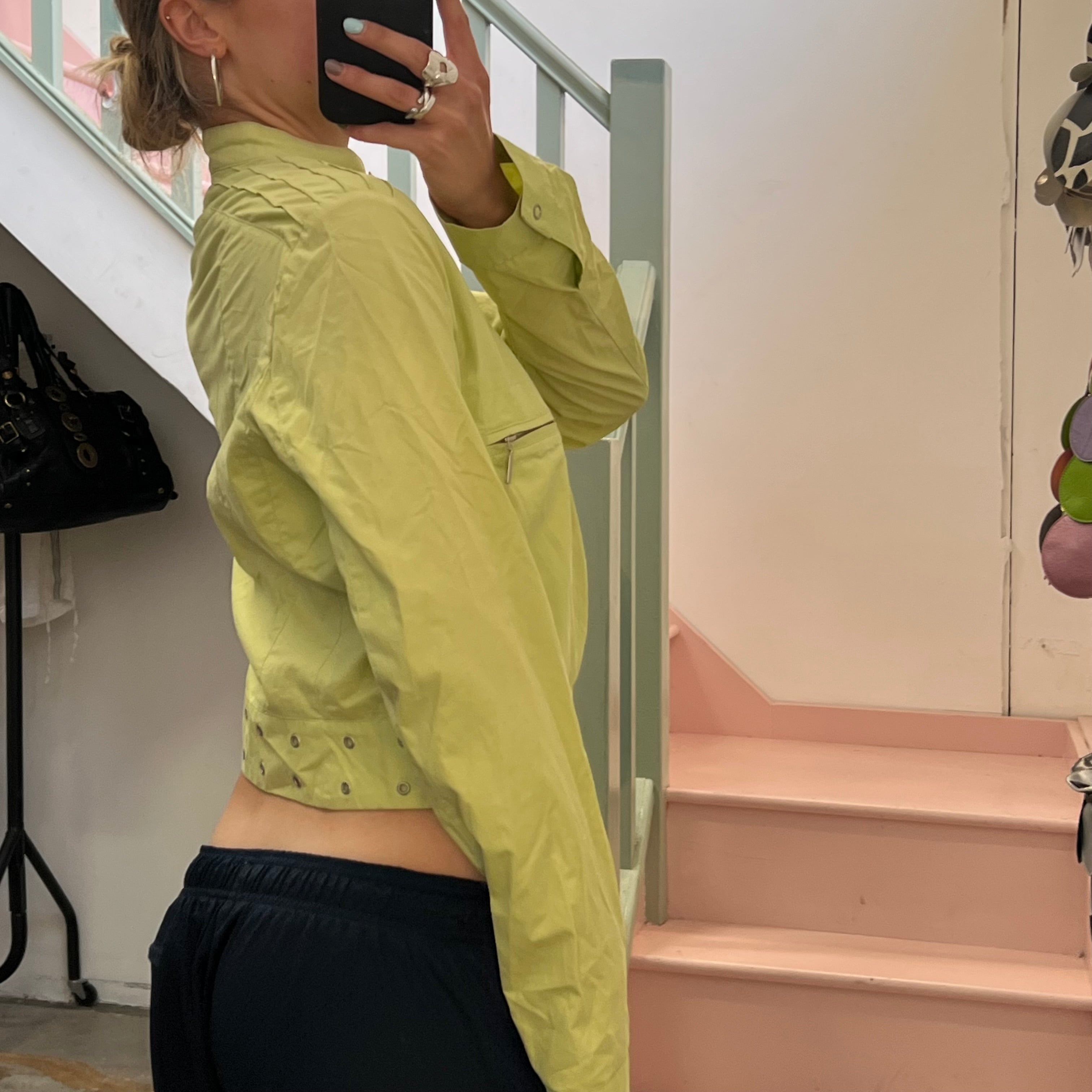 Lime green lightweight zip up jacket