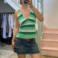 Benetton green stripe backless halter vest