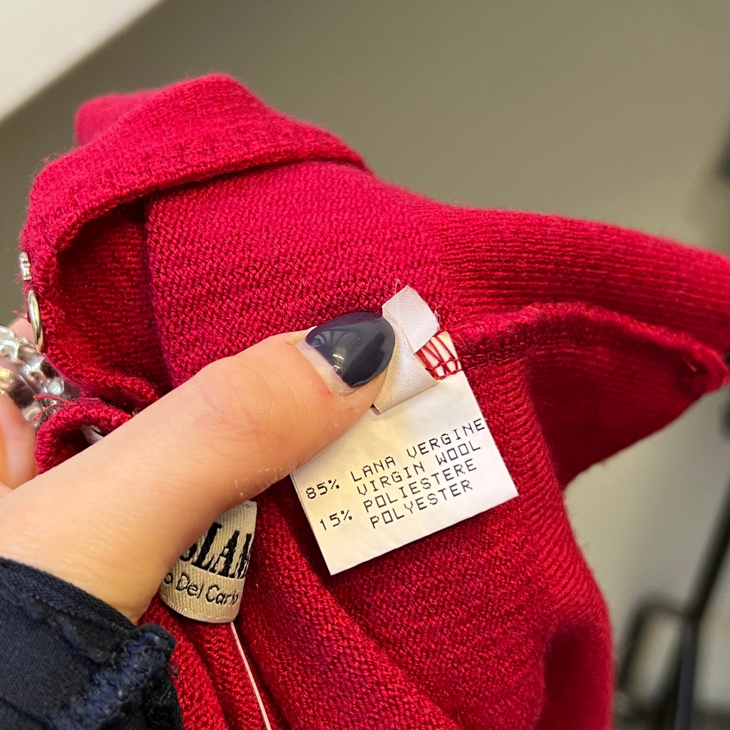 Red hook and eye cardigan