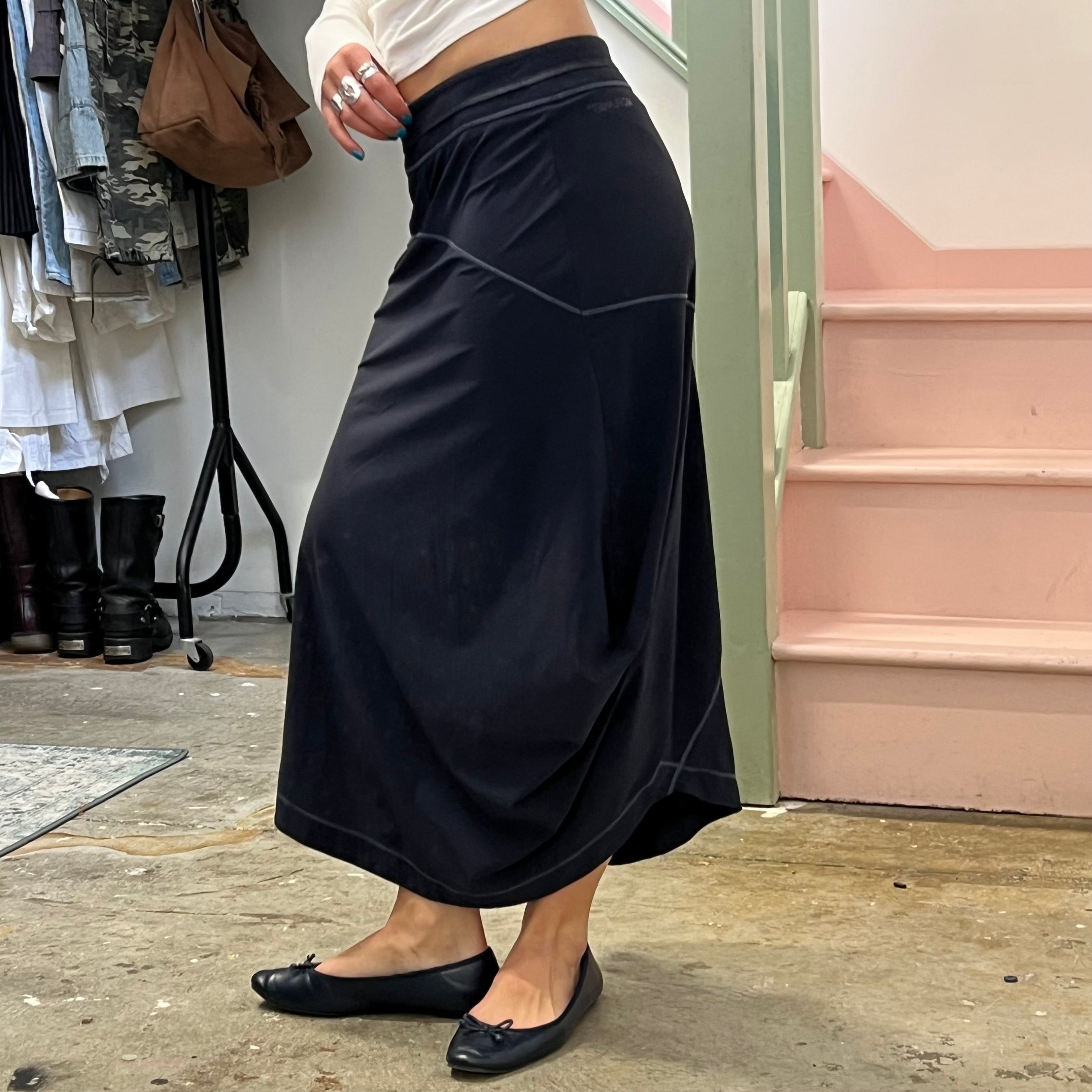 Navy sporty asymmetrical maxi skirt