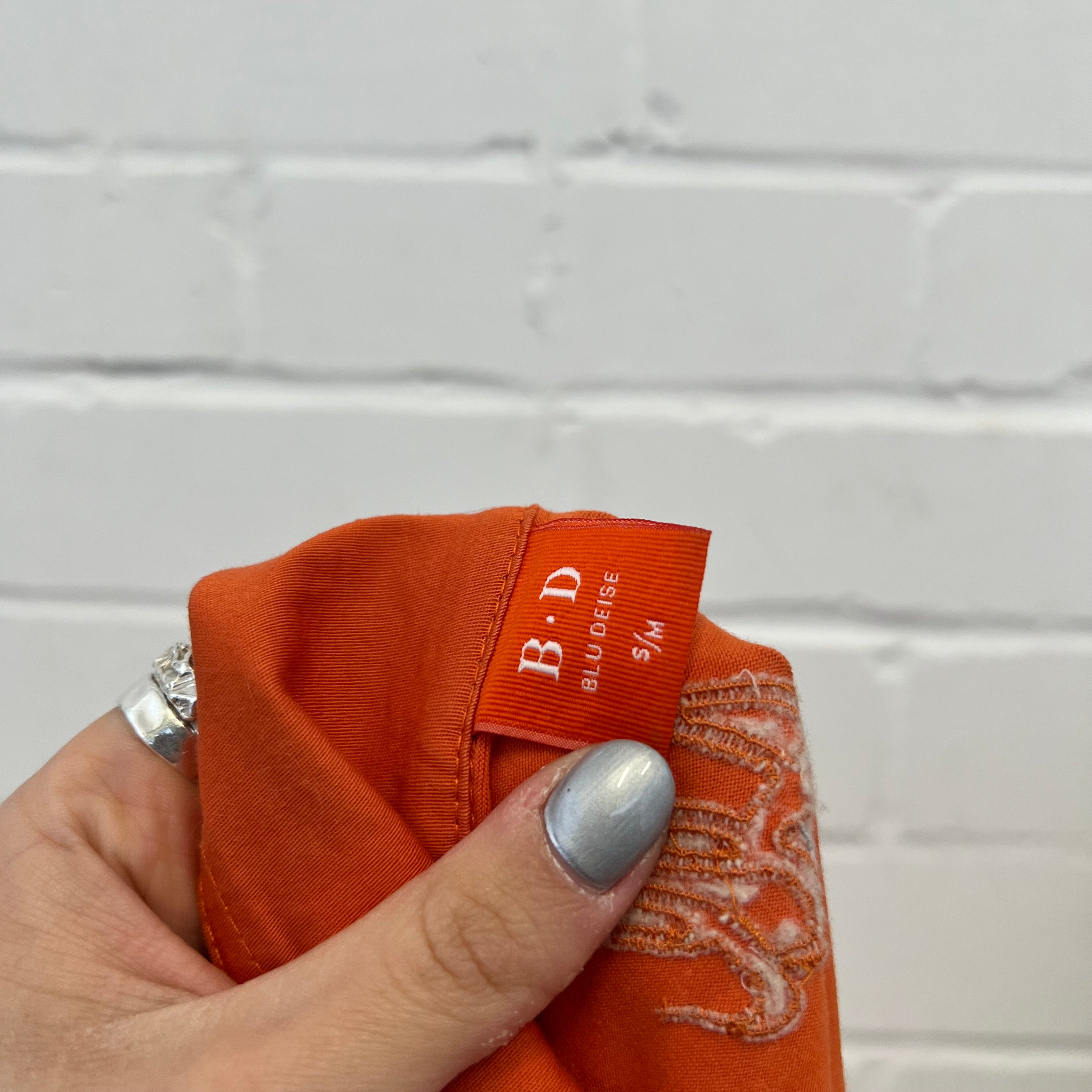 Orange sequin vintage polo top