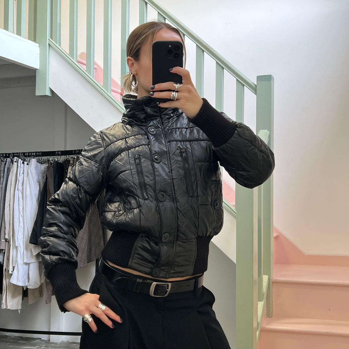 ONLY black utility puffer coat