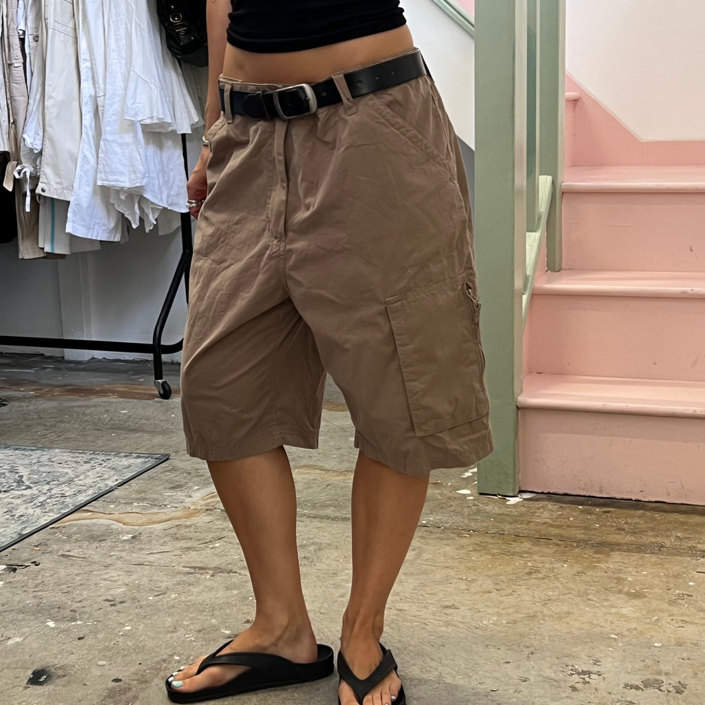 Brown baggy cargo shorts