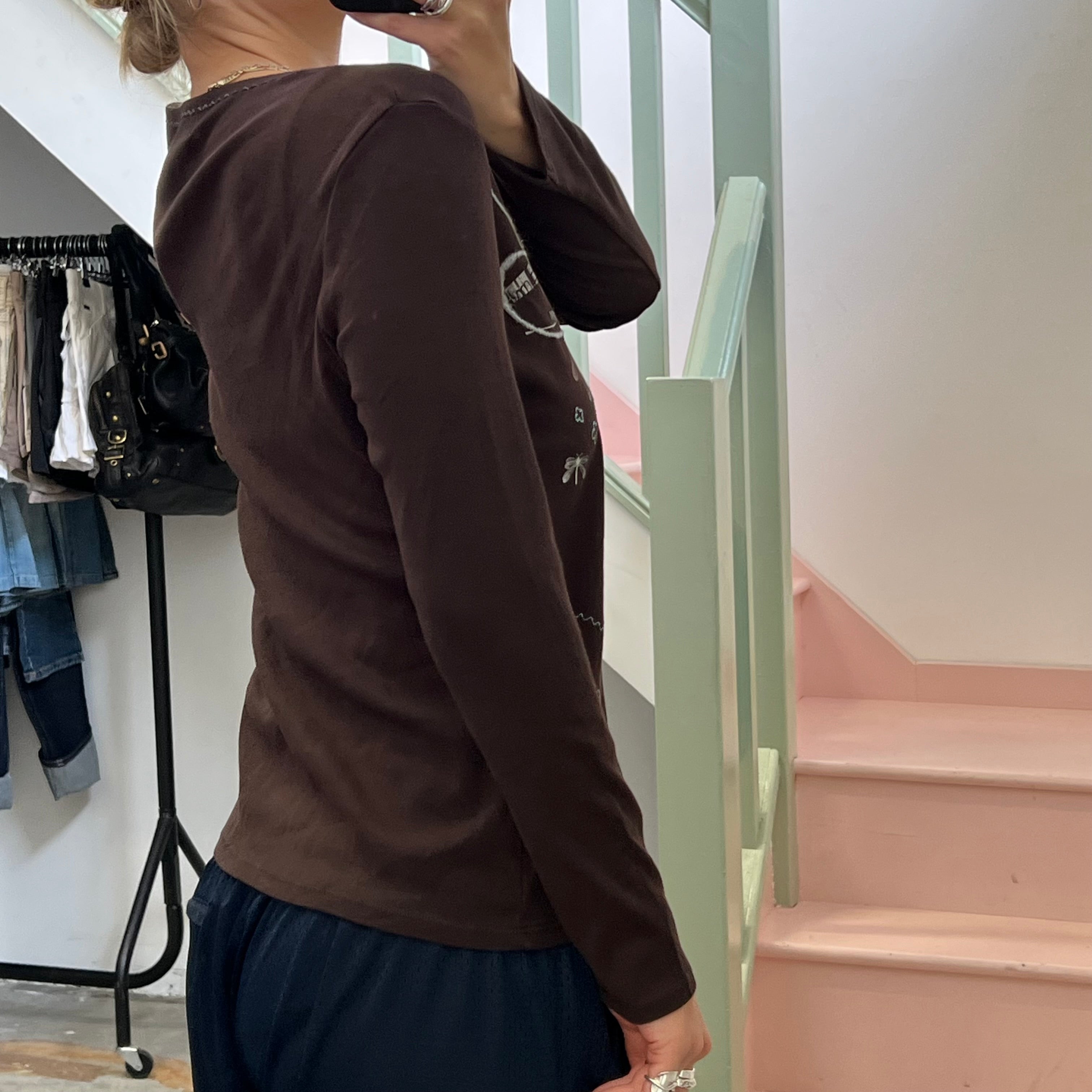 Brown long sleeve top,