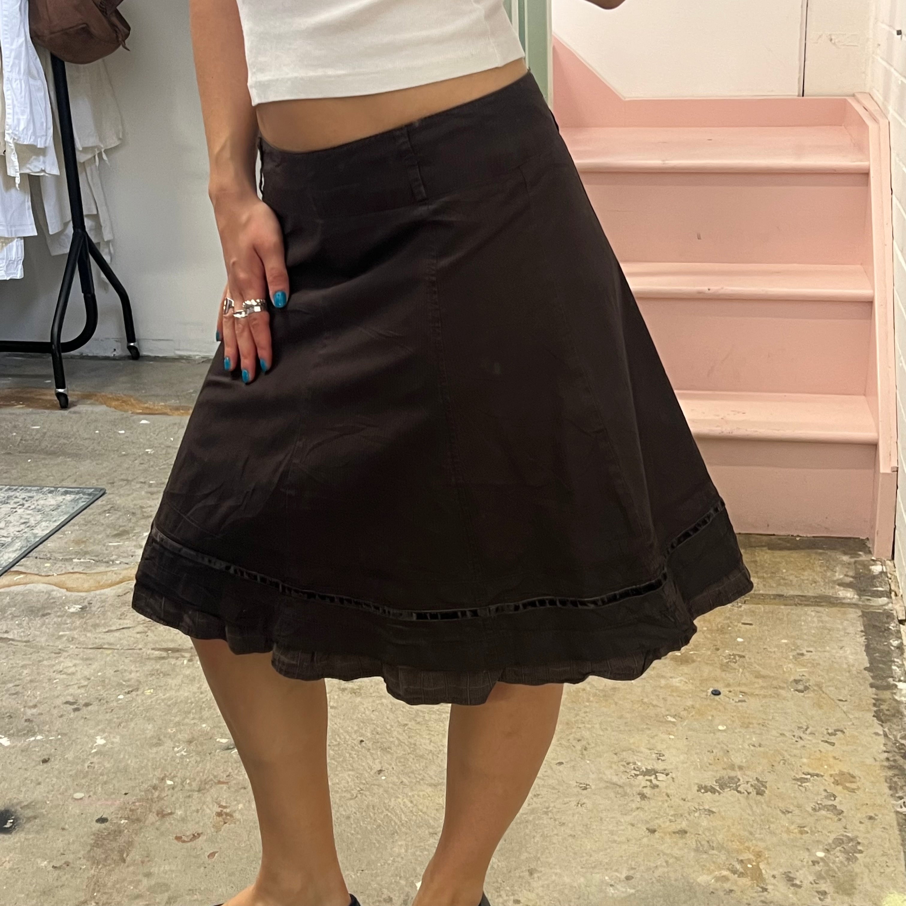 Brown layered midi skirt