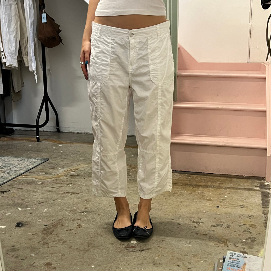 White sporty cargo capris