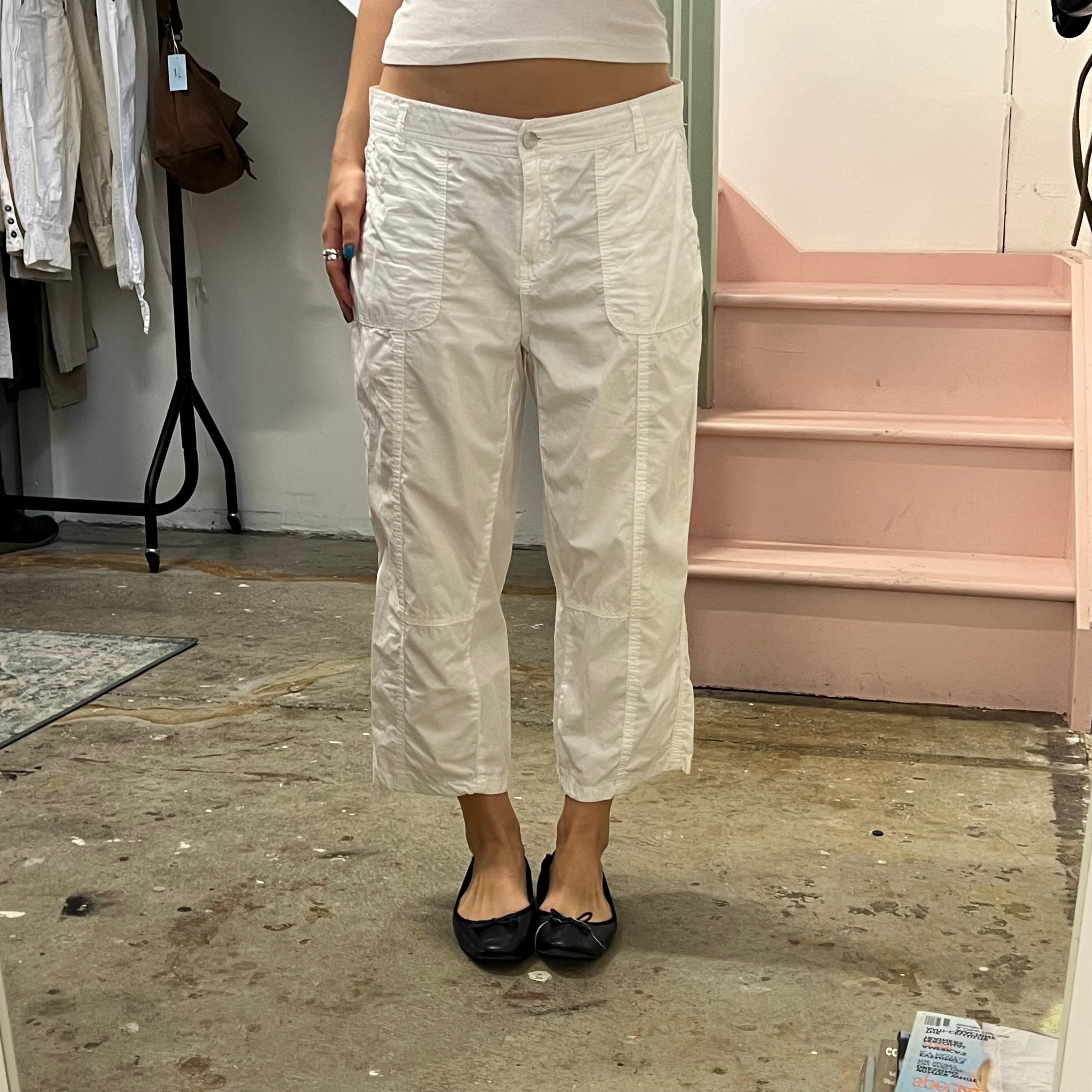 White sporty cargo capris