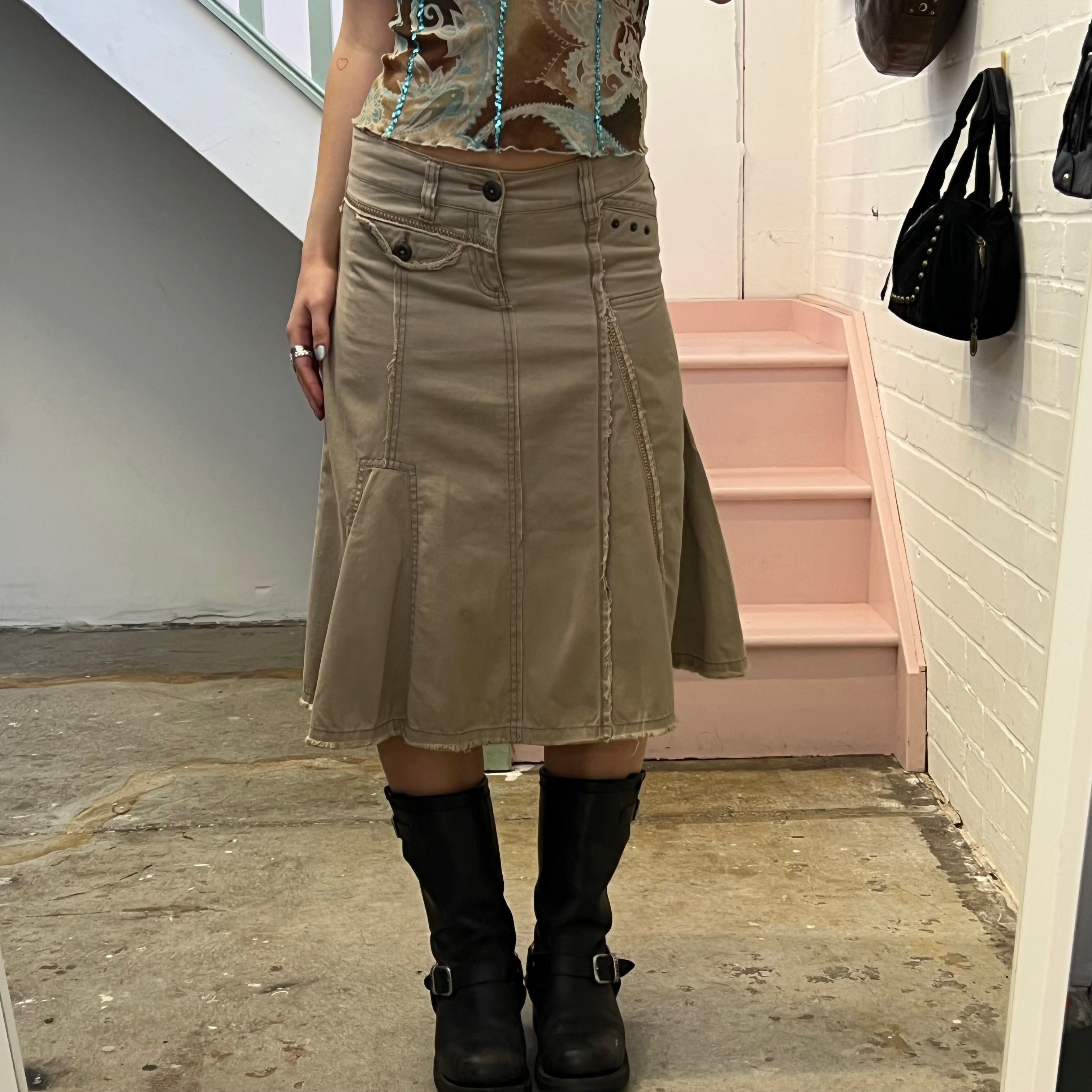 Mexx cream tailored pleated midi skirt