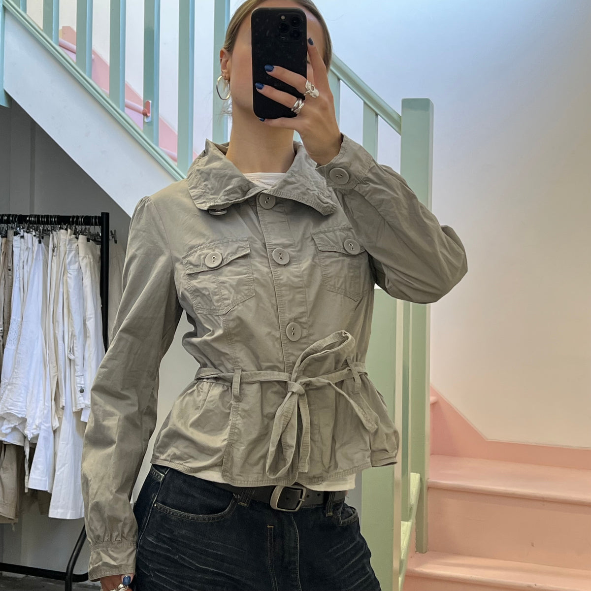 Clockhouse grey lightweight cropped peacoat
