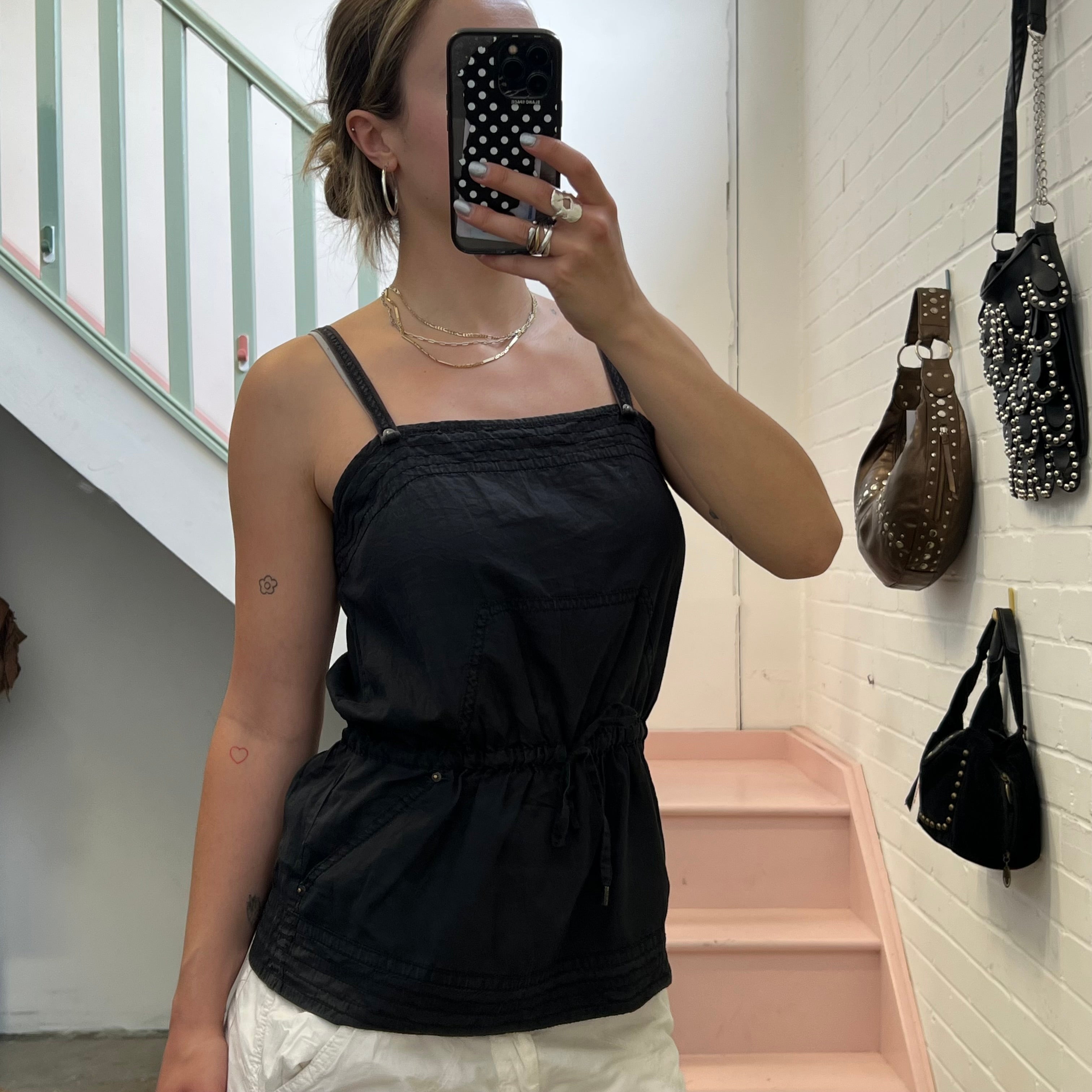 Black tie waist vest