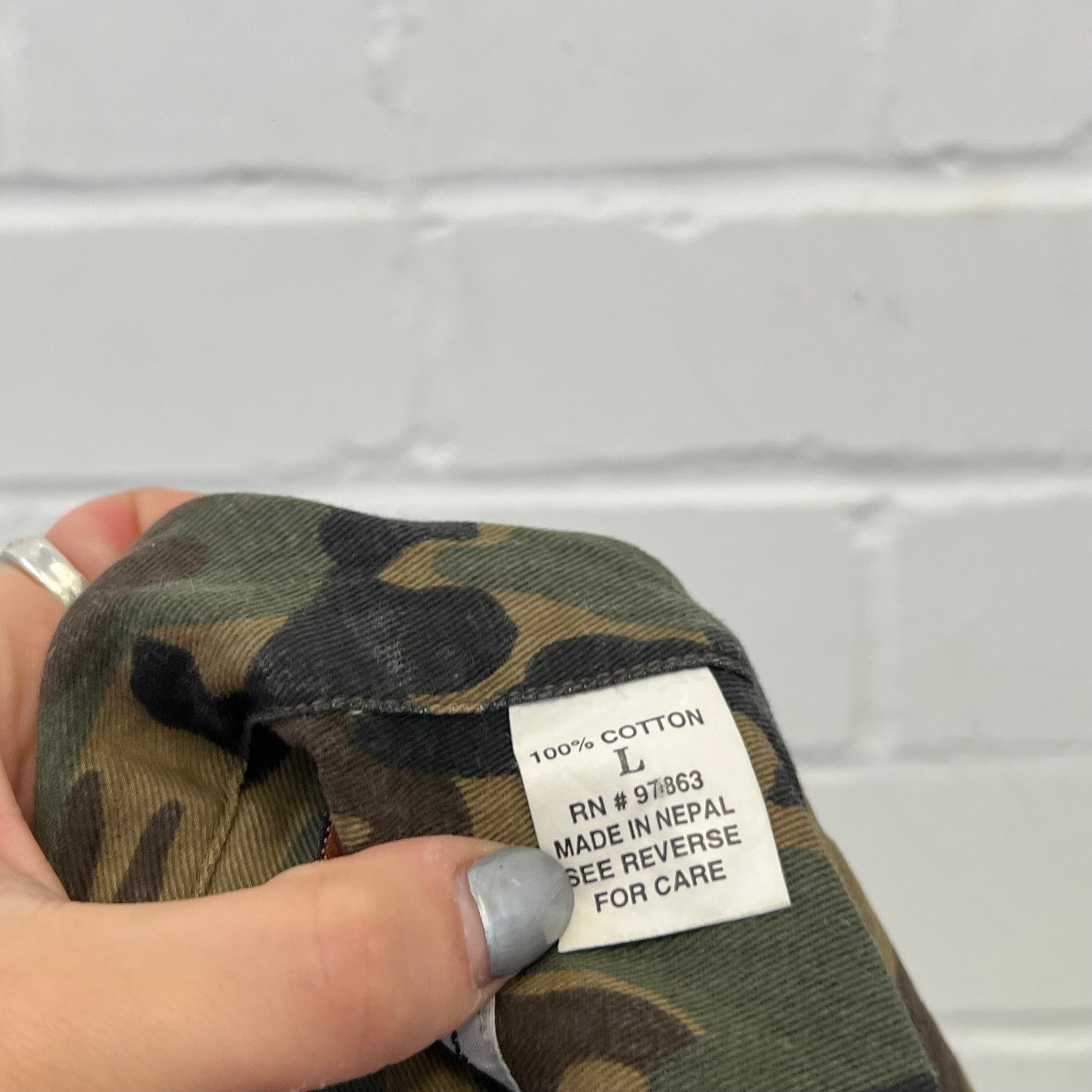 Khaki camo print zip up vintage lightweight jacket