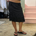 Black and white polka dot midi skirt