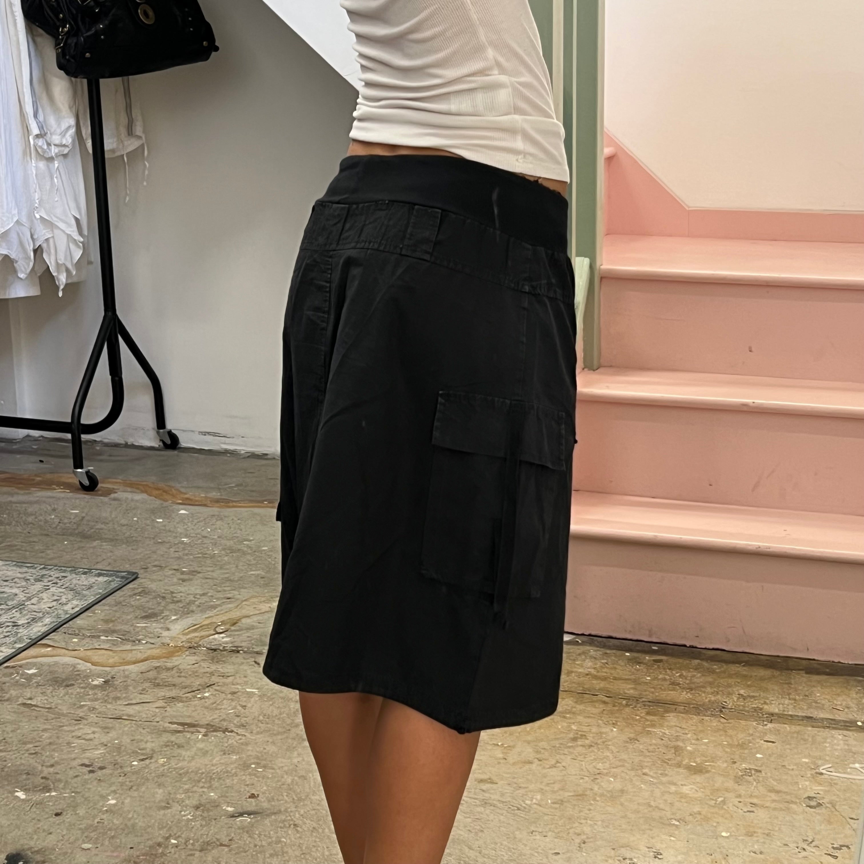 Black midi cargo skirt