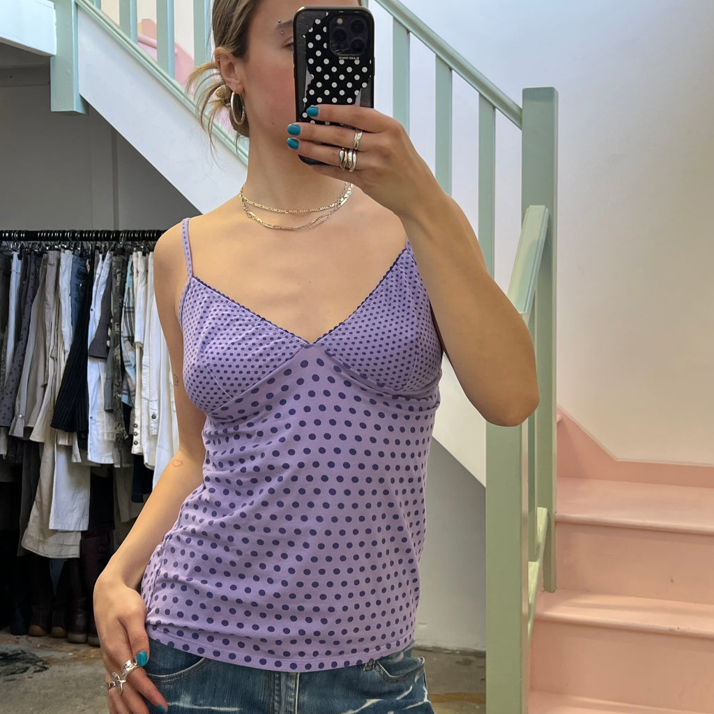 Lilac polka dot vest