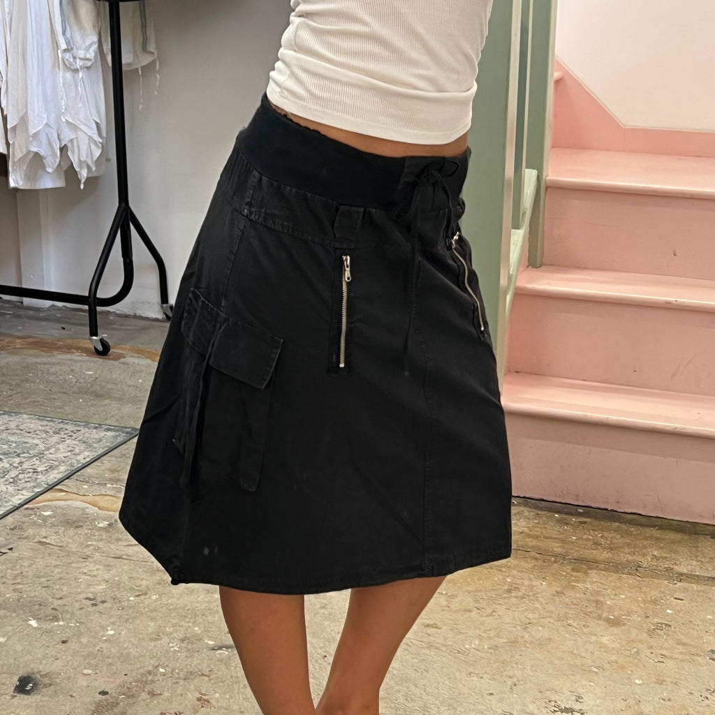 Black midi cargo skirt