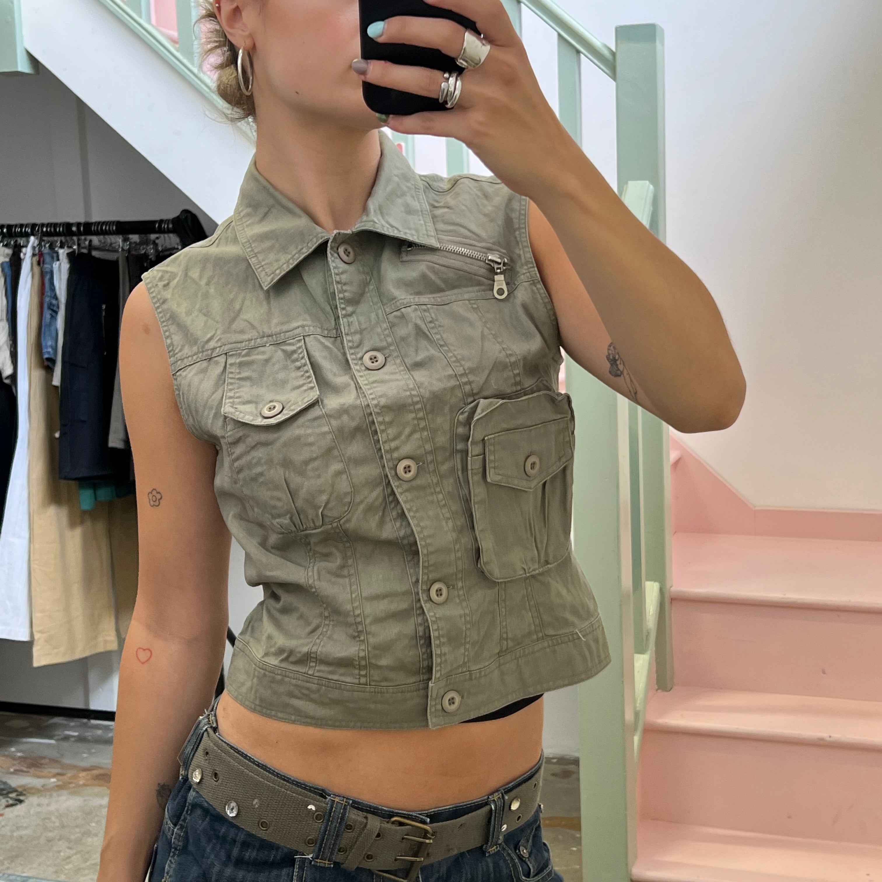 Khaki utility vest