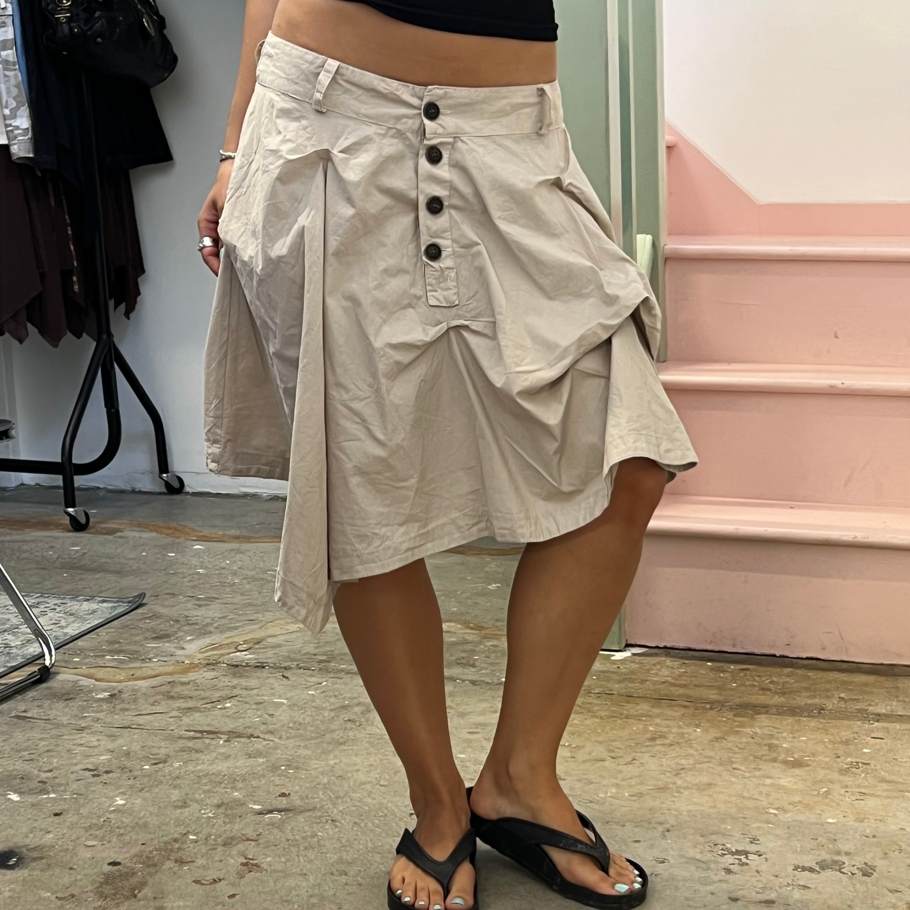 Cream ruched bubble asymmetrical utility skirt