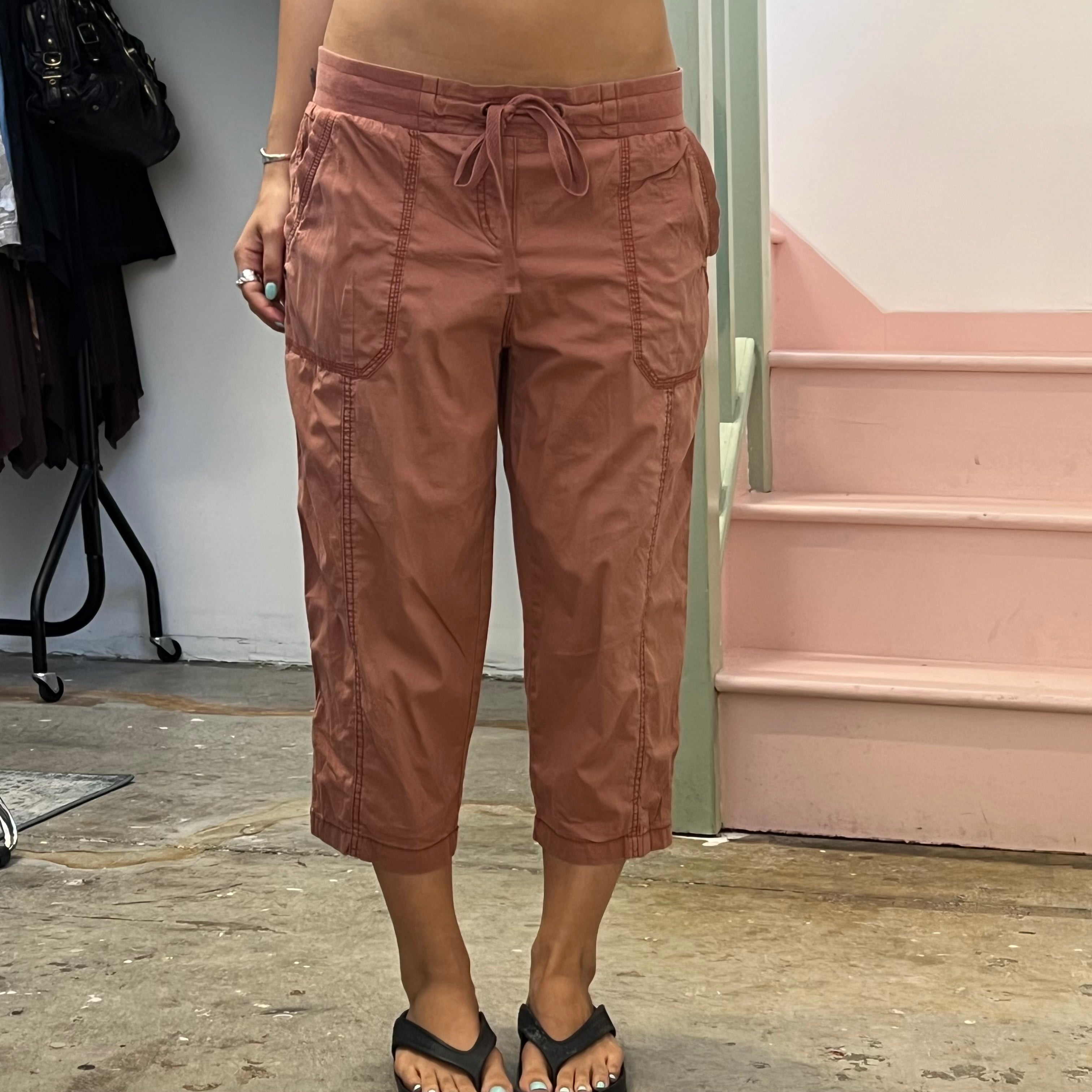 Orange rust tie waist cargo capris