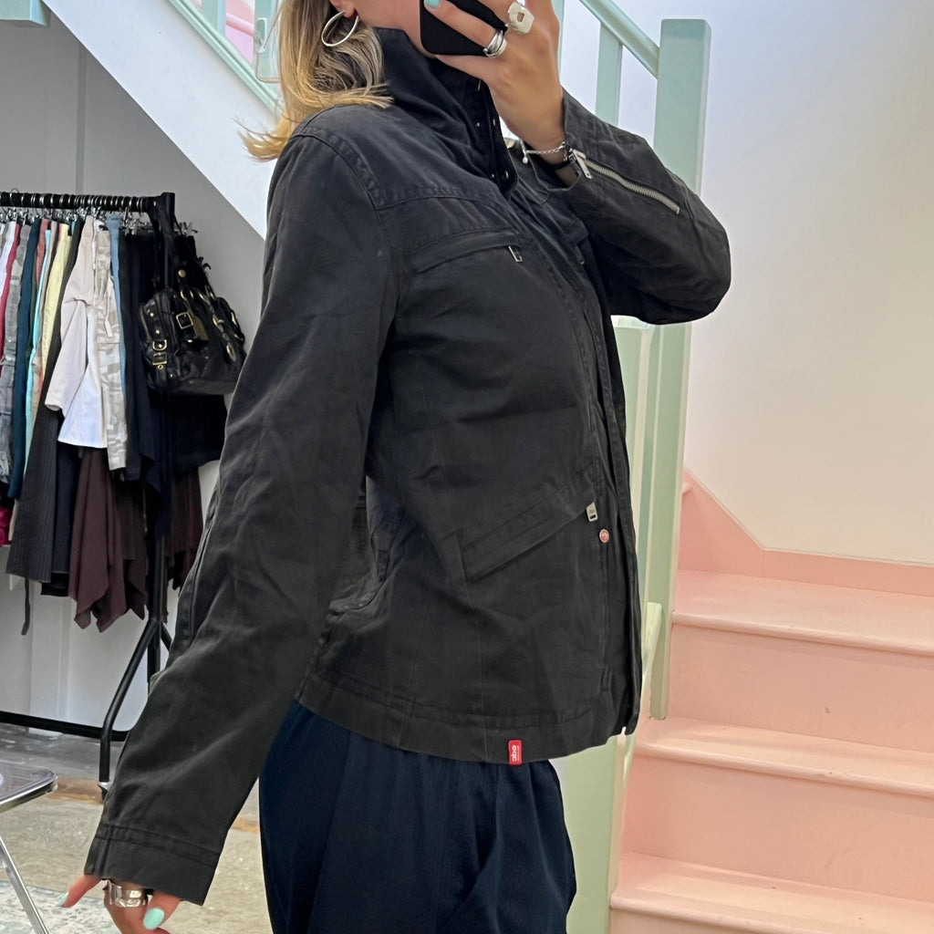 Esprit black zip up utility style jacket