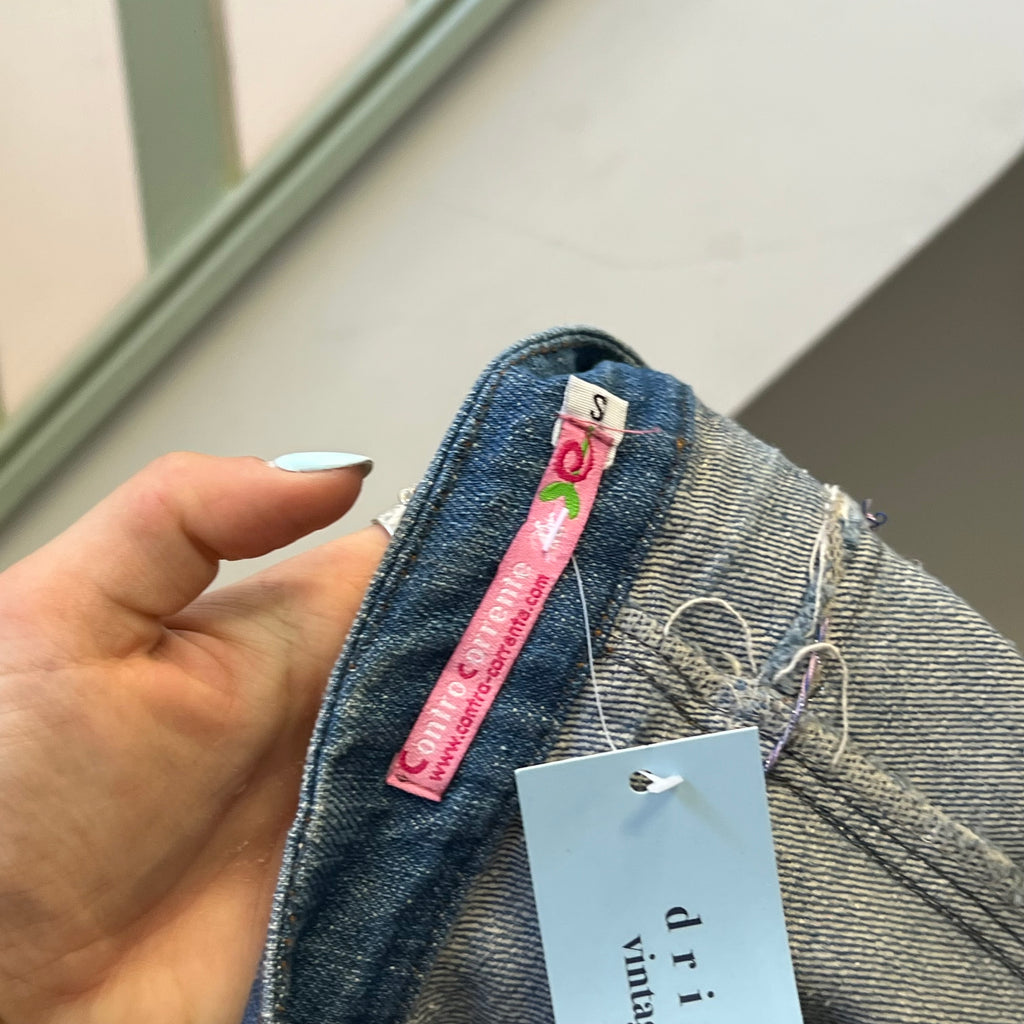 Embroidered denim mini skirt