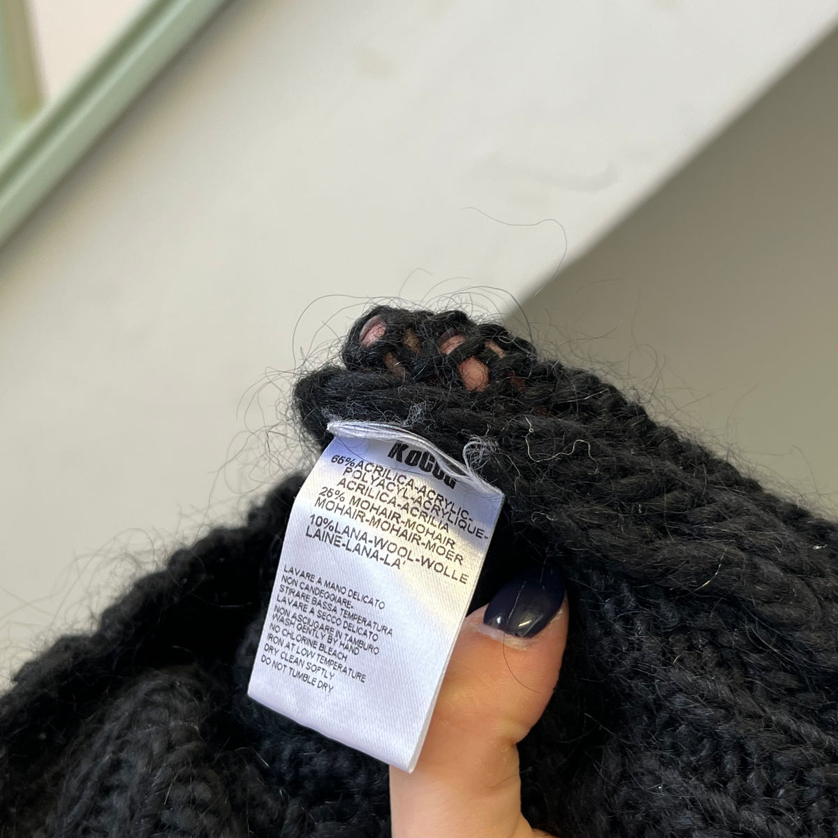 Black short sleeve roll neck batwing sweater