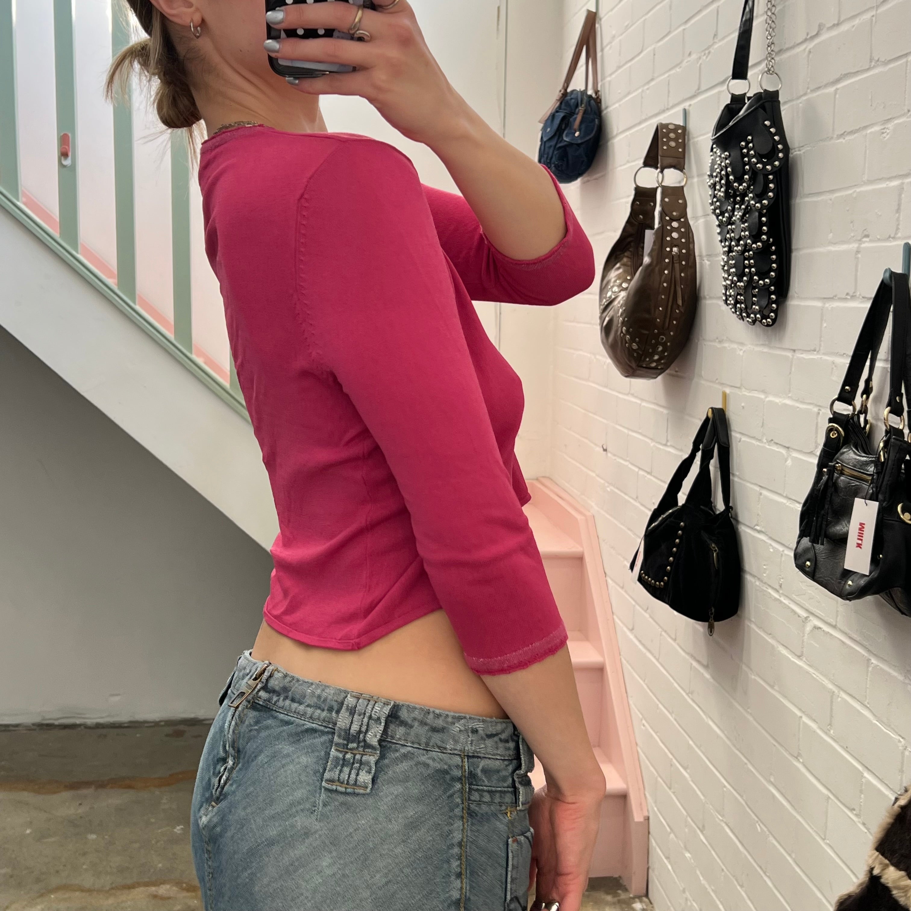 Pink cropped cardigan