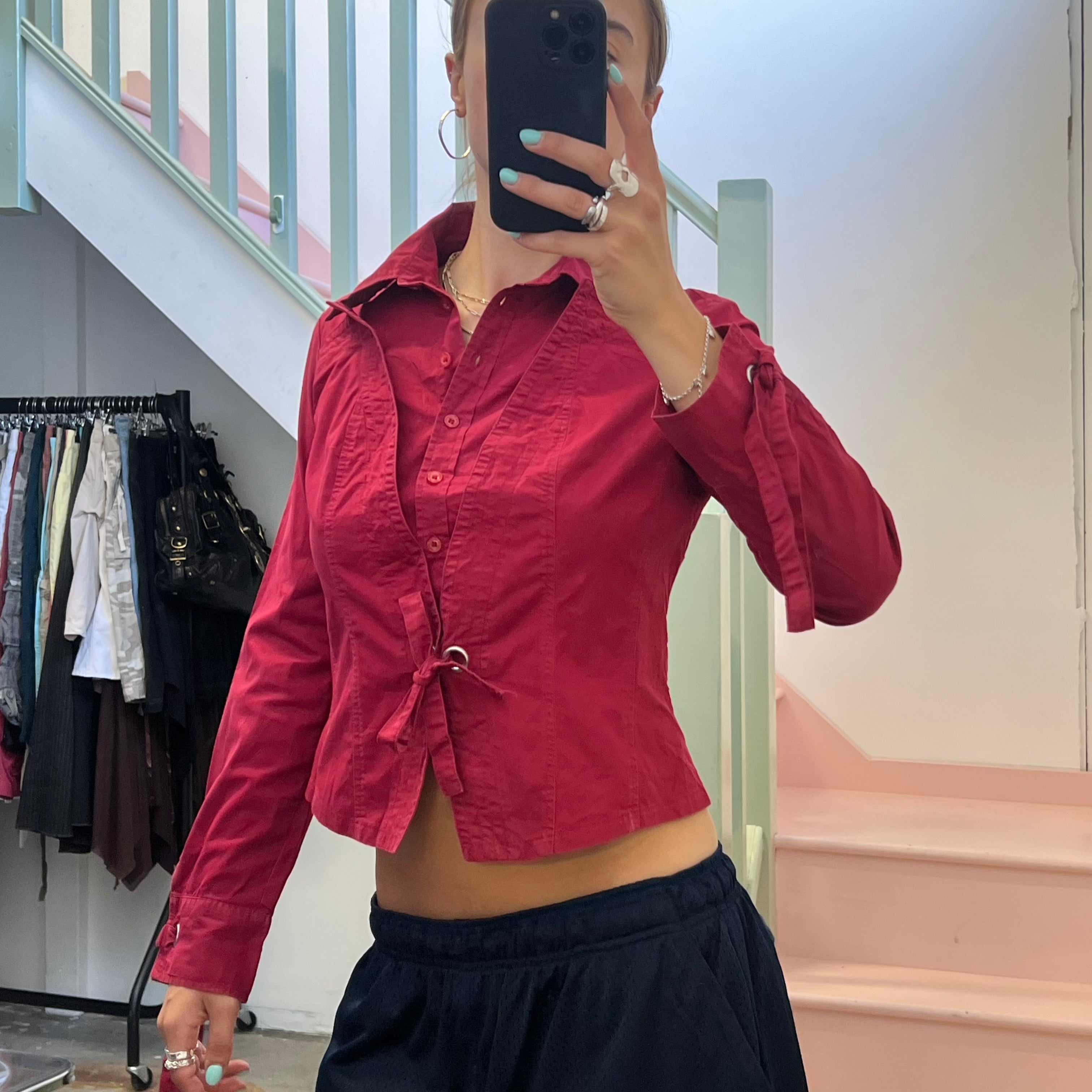 Jennifer red fitted shirt