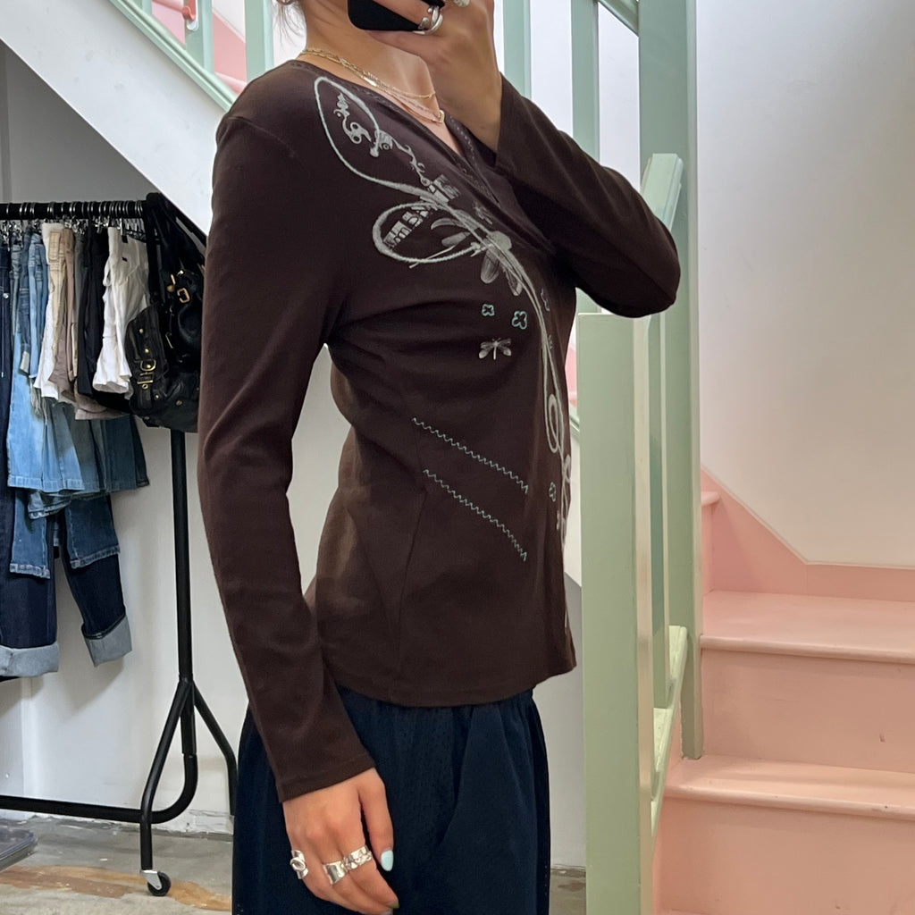 Brown long sleeve top,