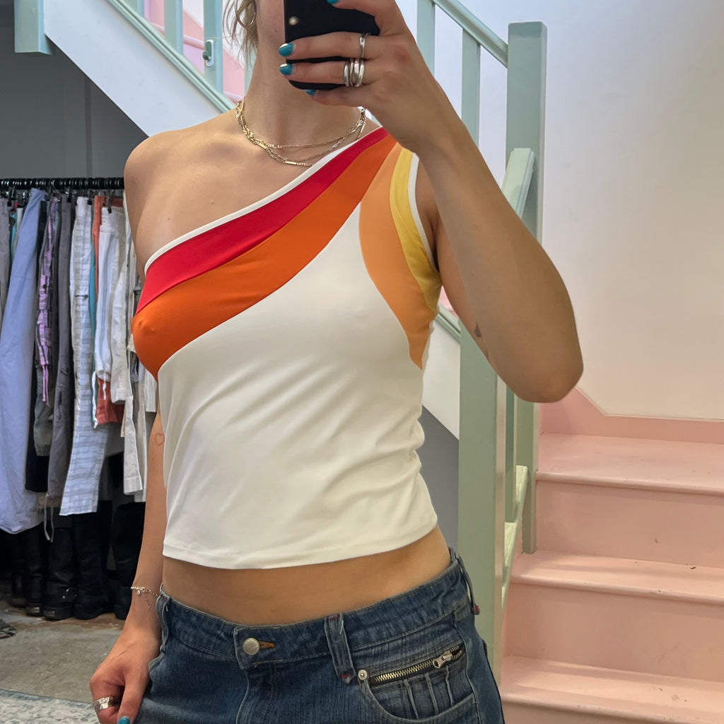 One shoulder stripe vest