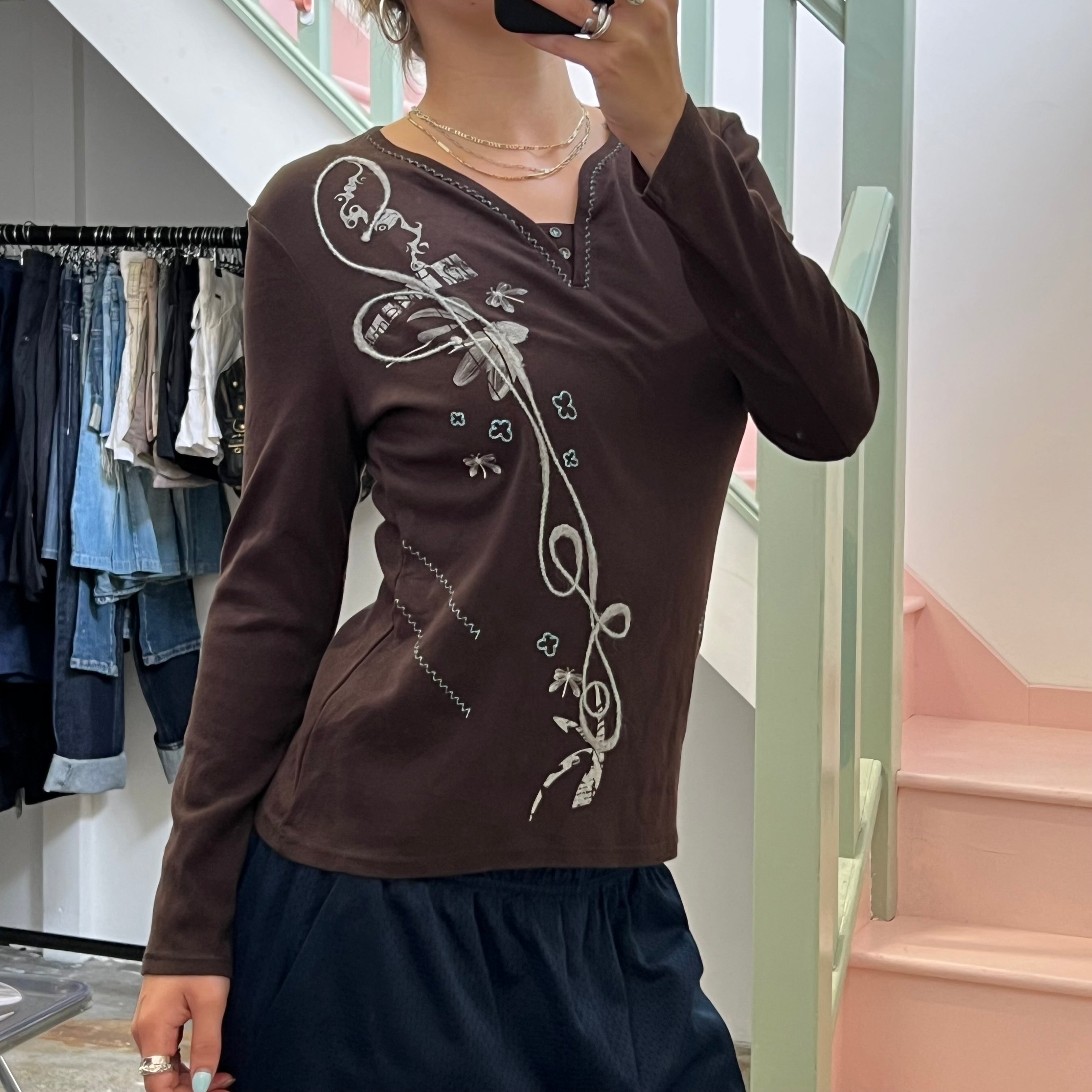 Brown long sleeve top,