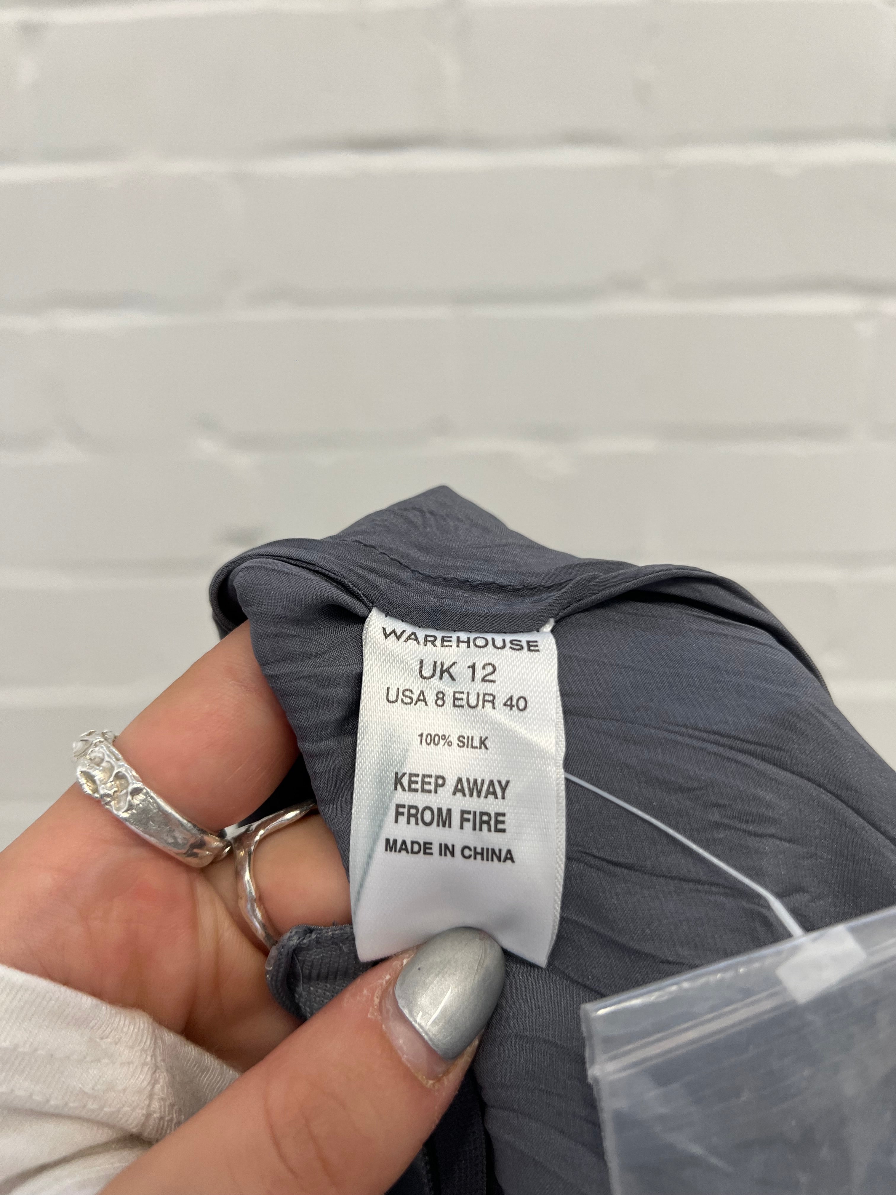 Grey silk crinkle beaded cami