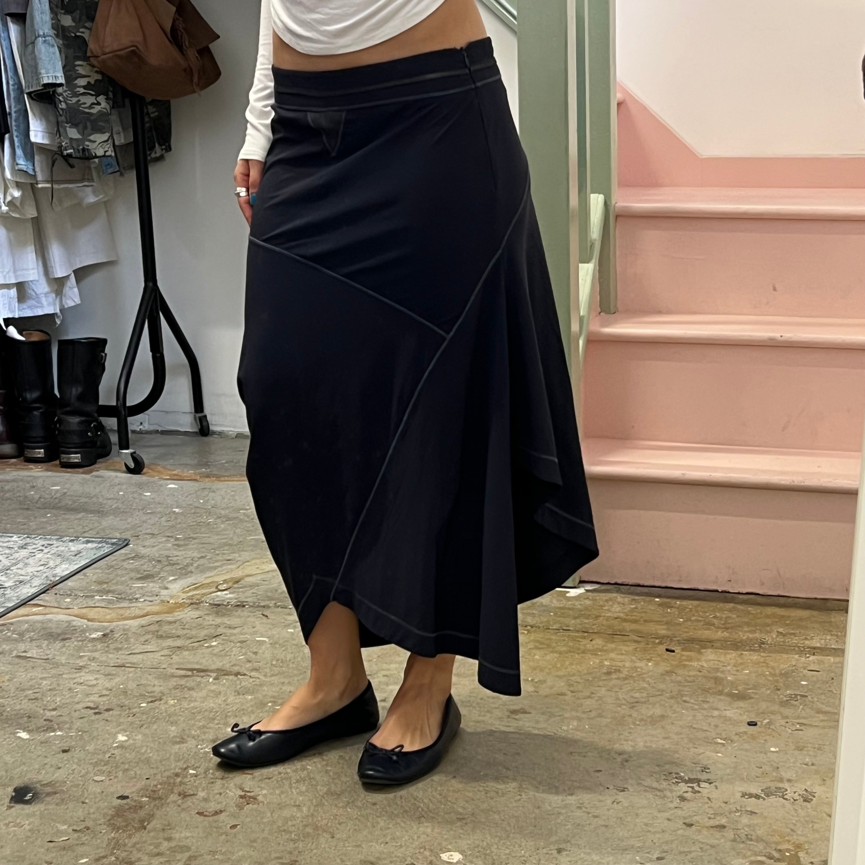 Navy sporty asymmetrical maxi skirt