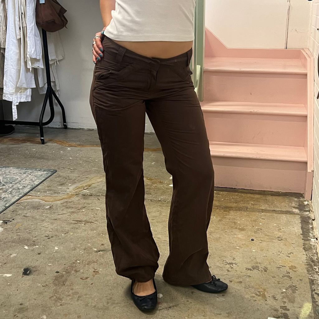 Brown low rise cargo trousers
