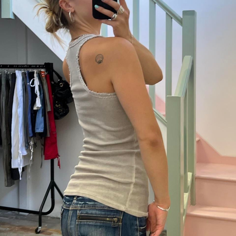 Grey ribbed racerback vest