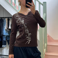Brown long sleeve top,