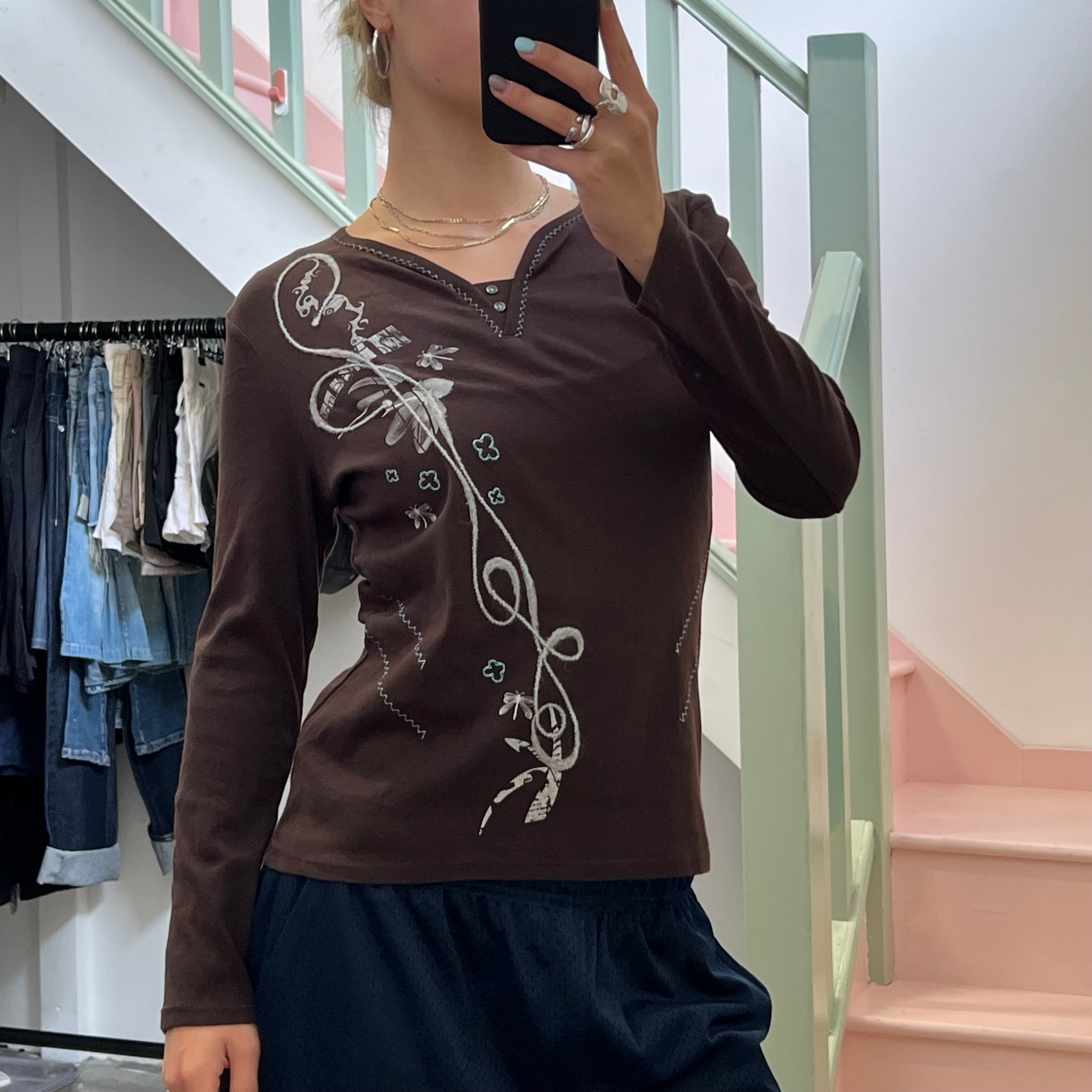 Brown long sleeve top,
