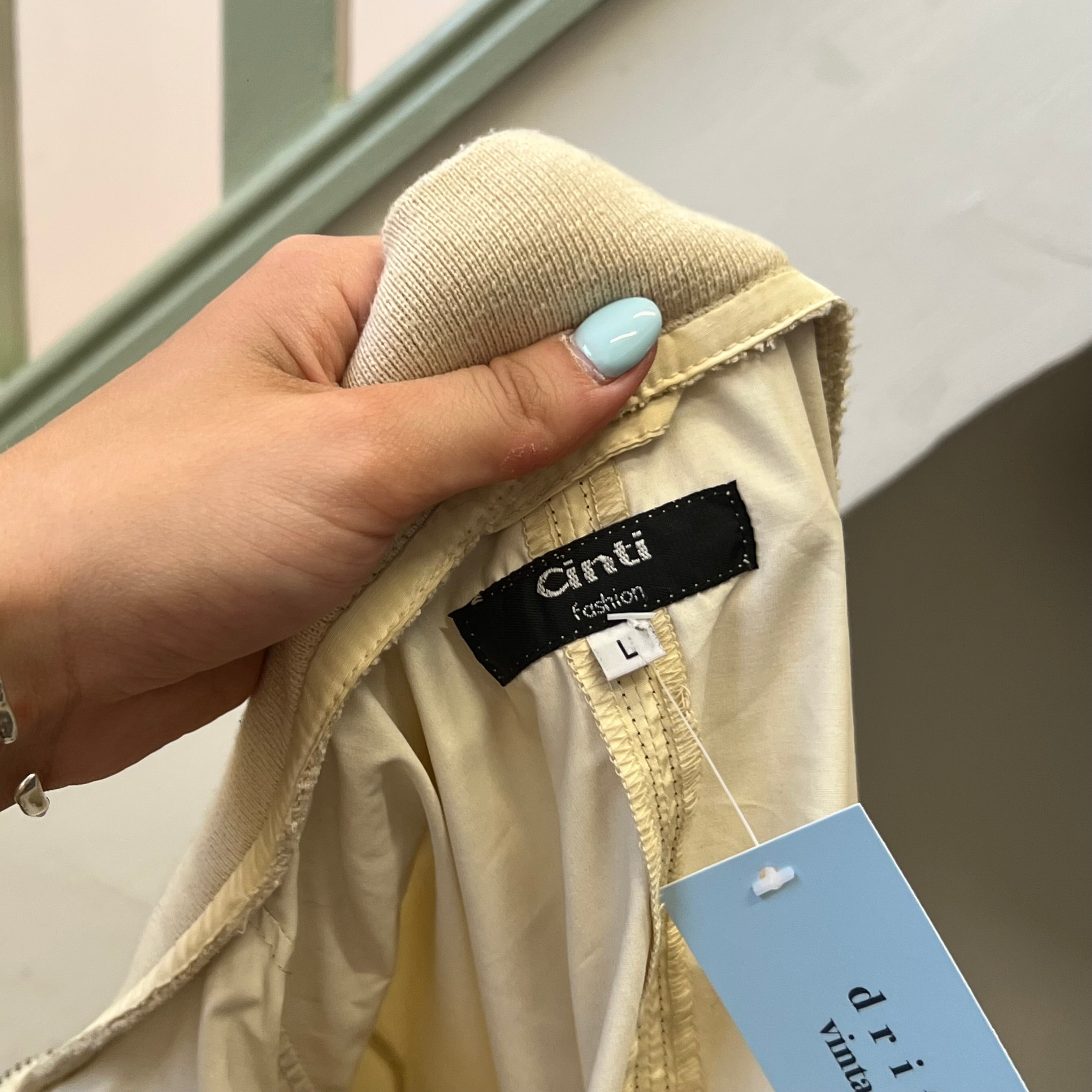 Cream lightweight biker jacket