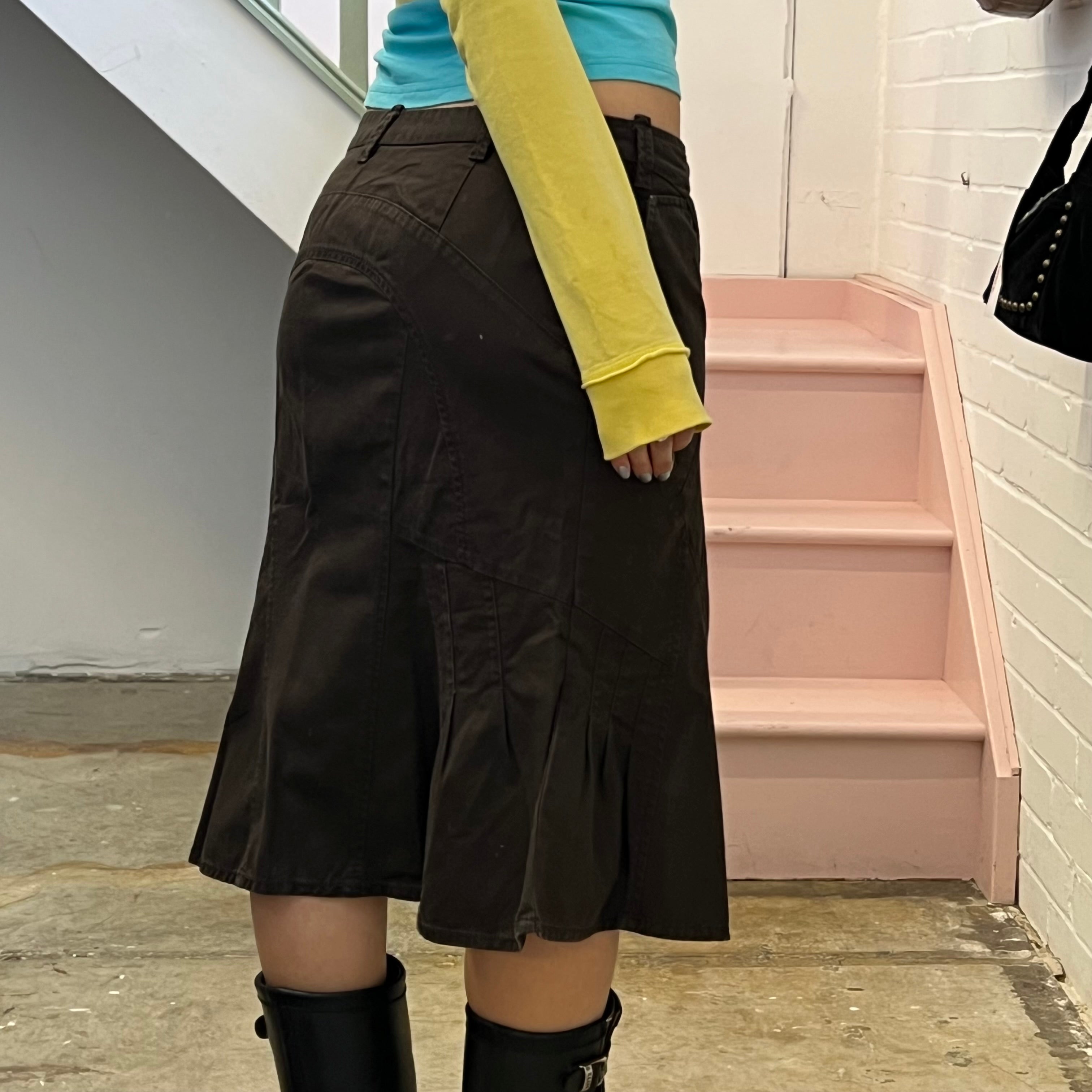 Mexx brown tailored structured midi skirt