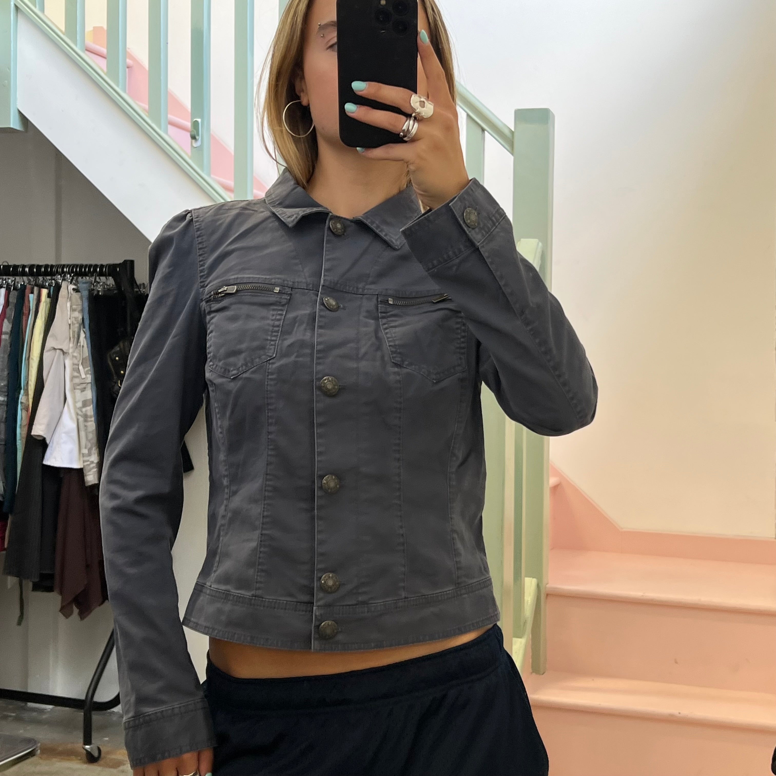Grey Esprit button up fitted jacket
