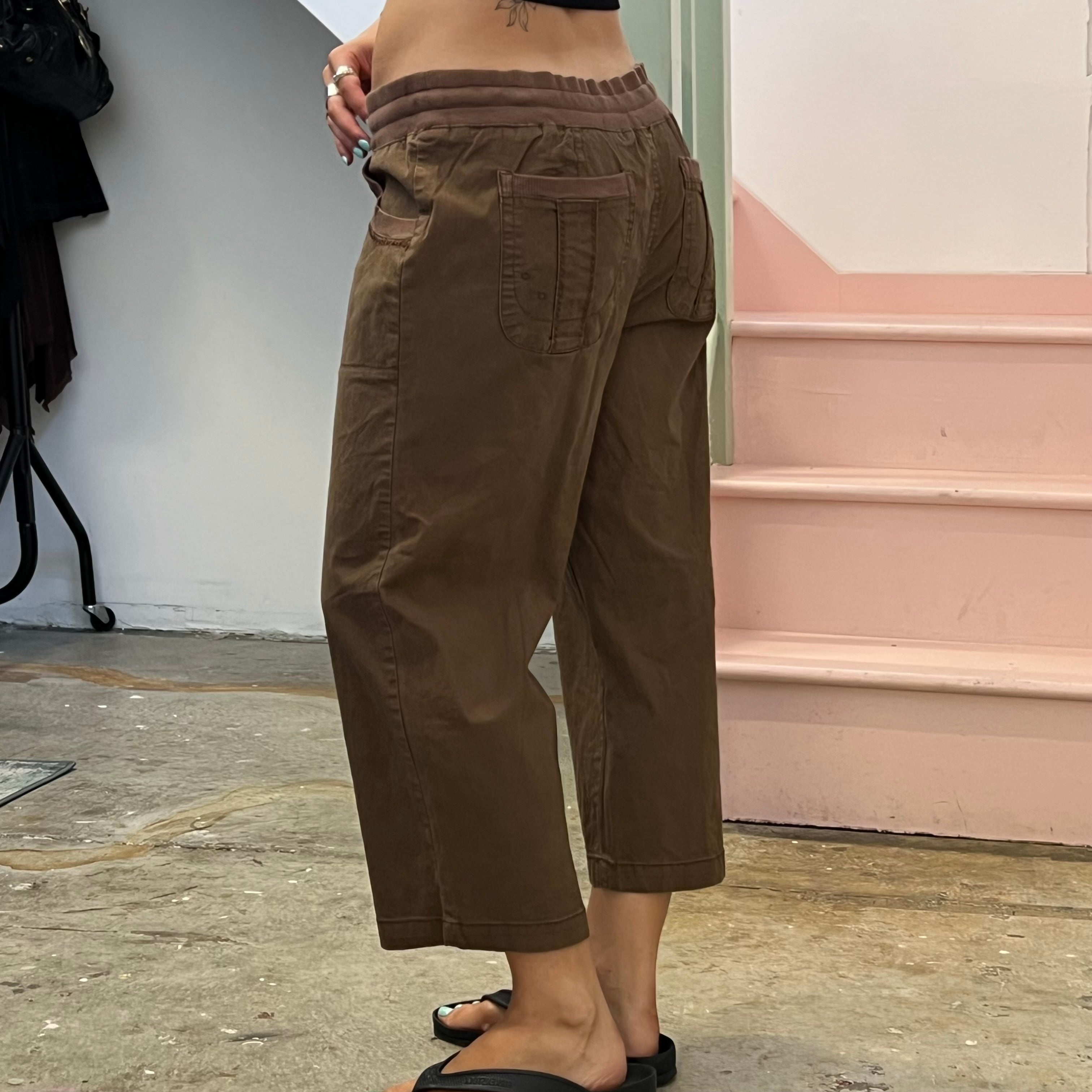 Brown tie waist cargo capris