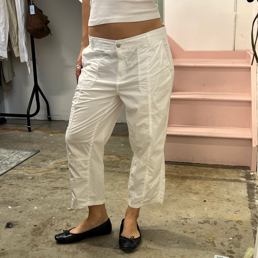 White sporty cargo capris