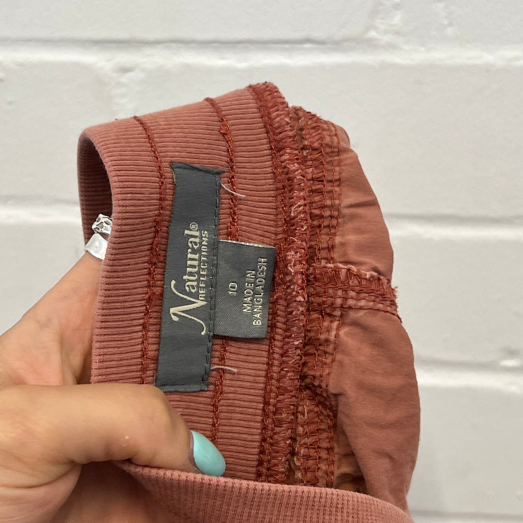 Orange rust tie waist cargo capris
